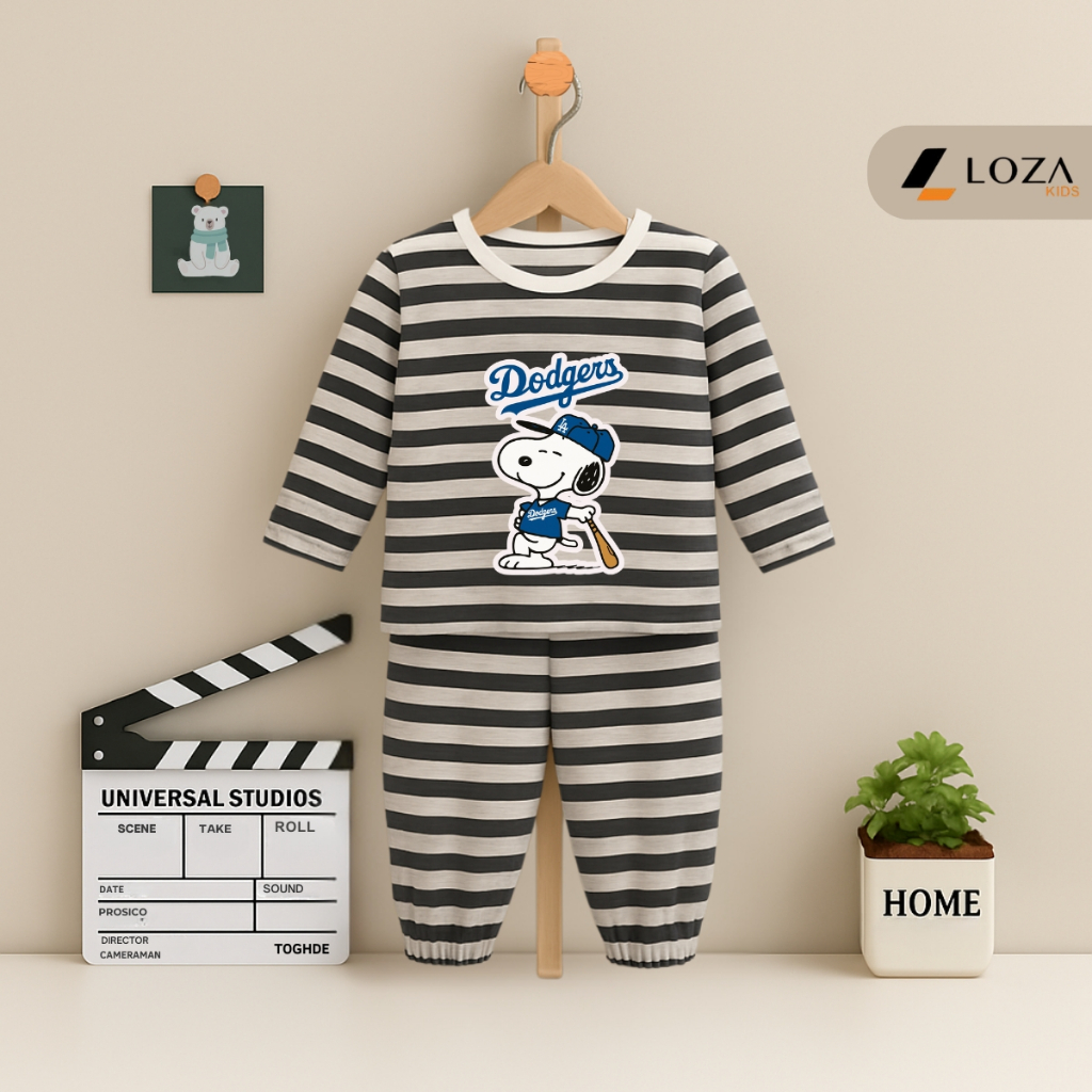 Bộ Thu - Đông kẻ bé trai in hình Snoopy - Loza TK549_thumbnail_5