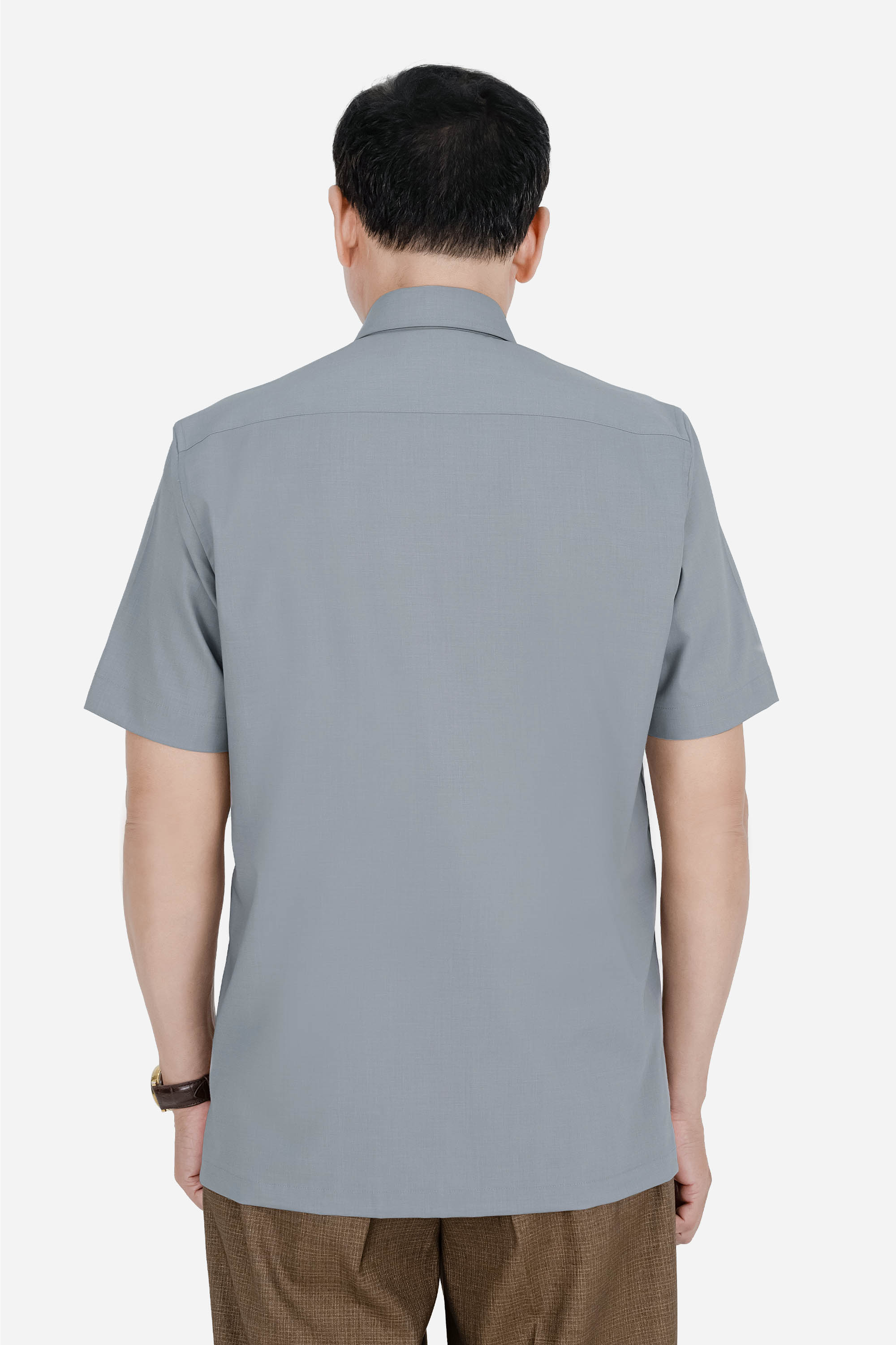 Áo Sơ Mi Trơn Cộc Tay Nam Trung Niên ANCHI Chất Liệu Sợi Gỗ Thoáng Mát Màu Xanh Nhạt_thumbnail_39