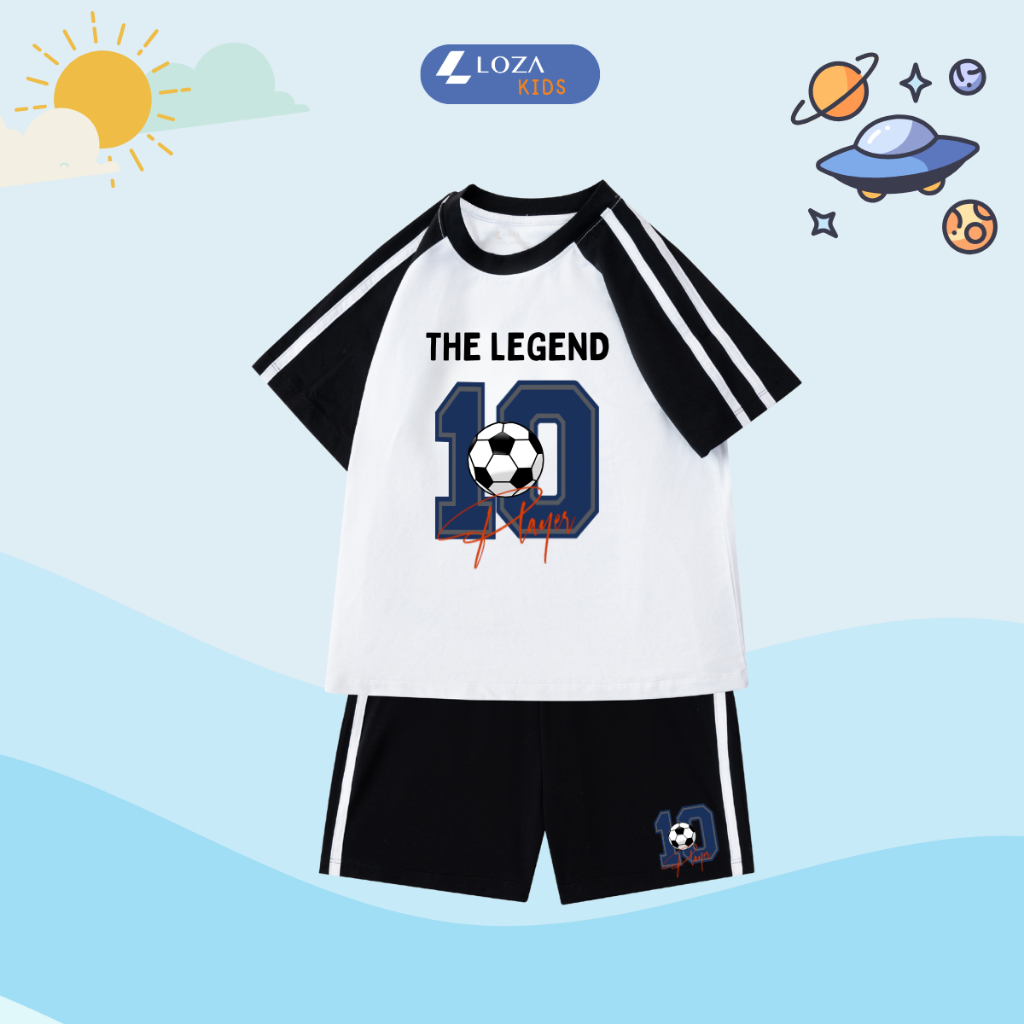 Đồ bộ bé trai phối viền in chữ 'The Legend 10' - Loza Kids BF253_thumbnail_5