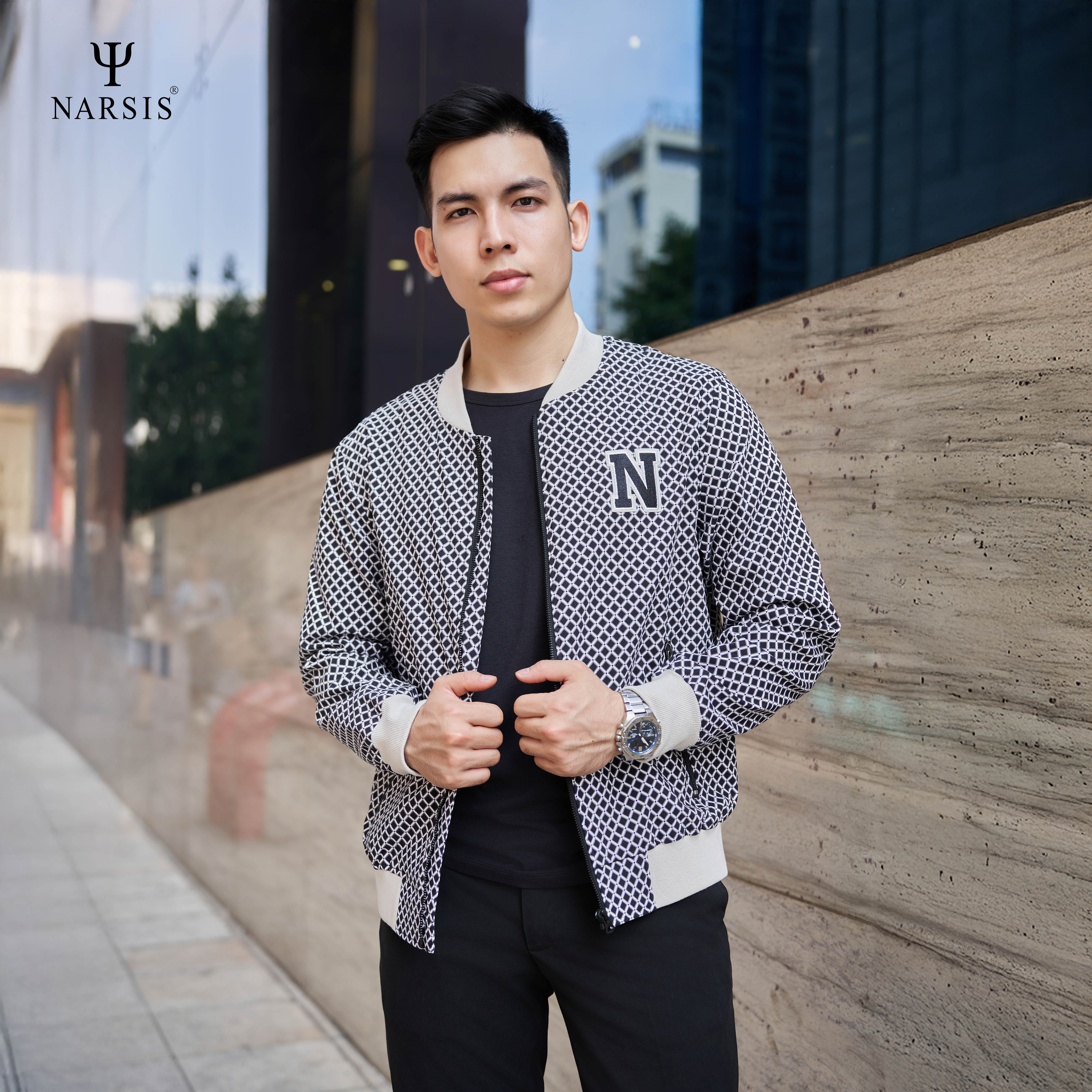 Áo khoác bomber nam Narsis D24035 dài tay, kiểu dáng trẻ trung, năng động._thumbnail_1
