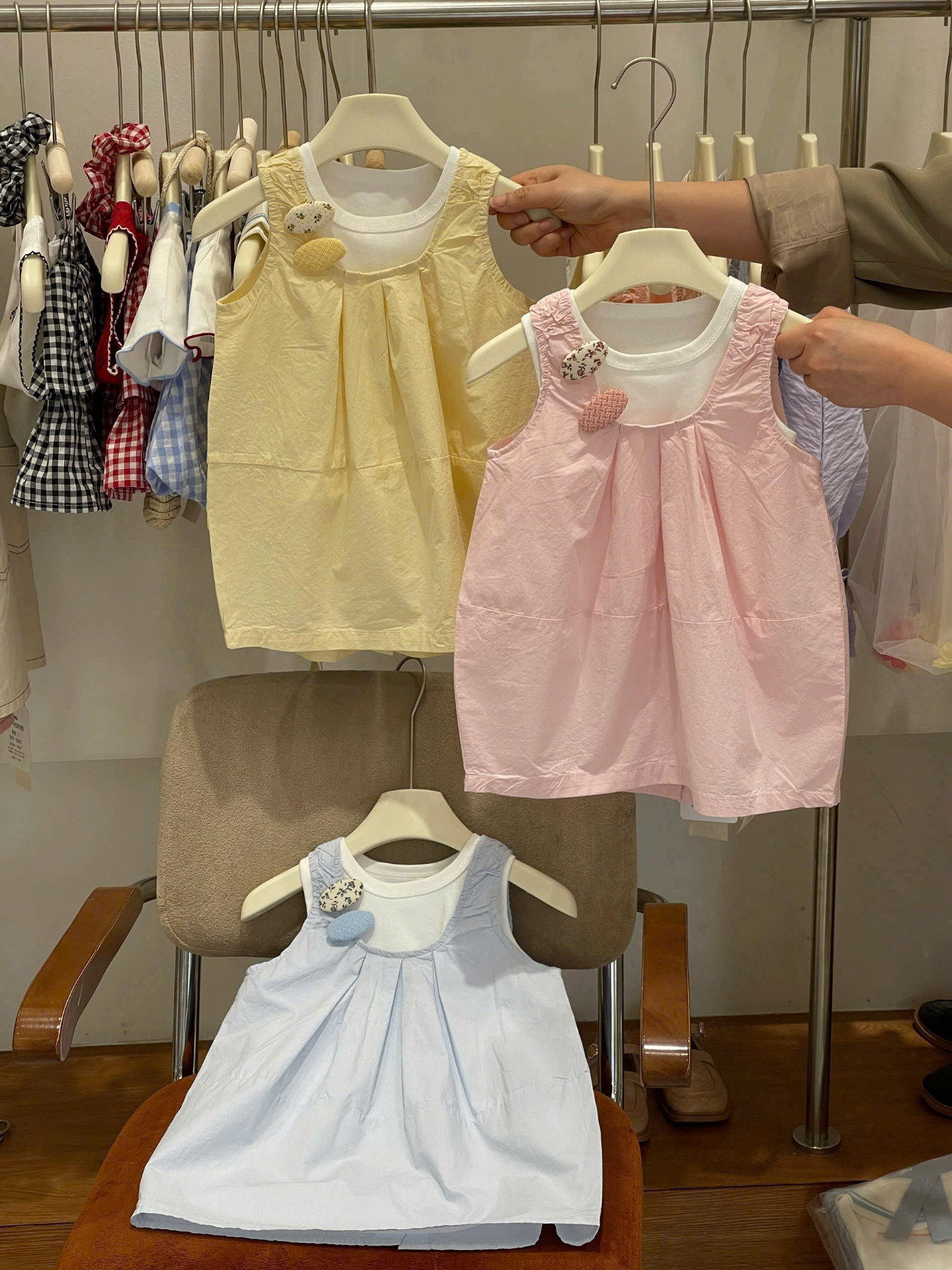 (V37) Váy sát nách dáng bí màu hồng/ vàng