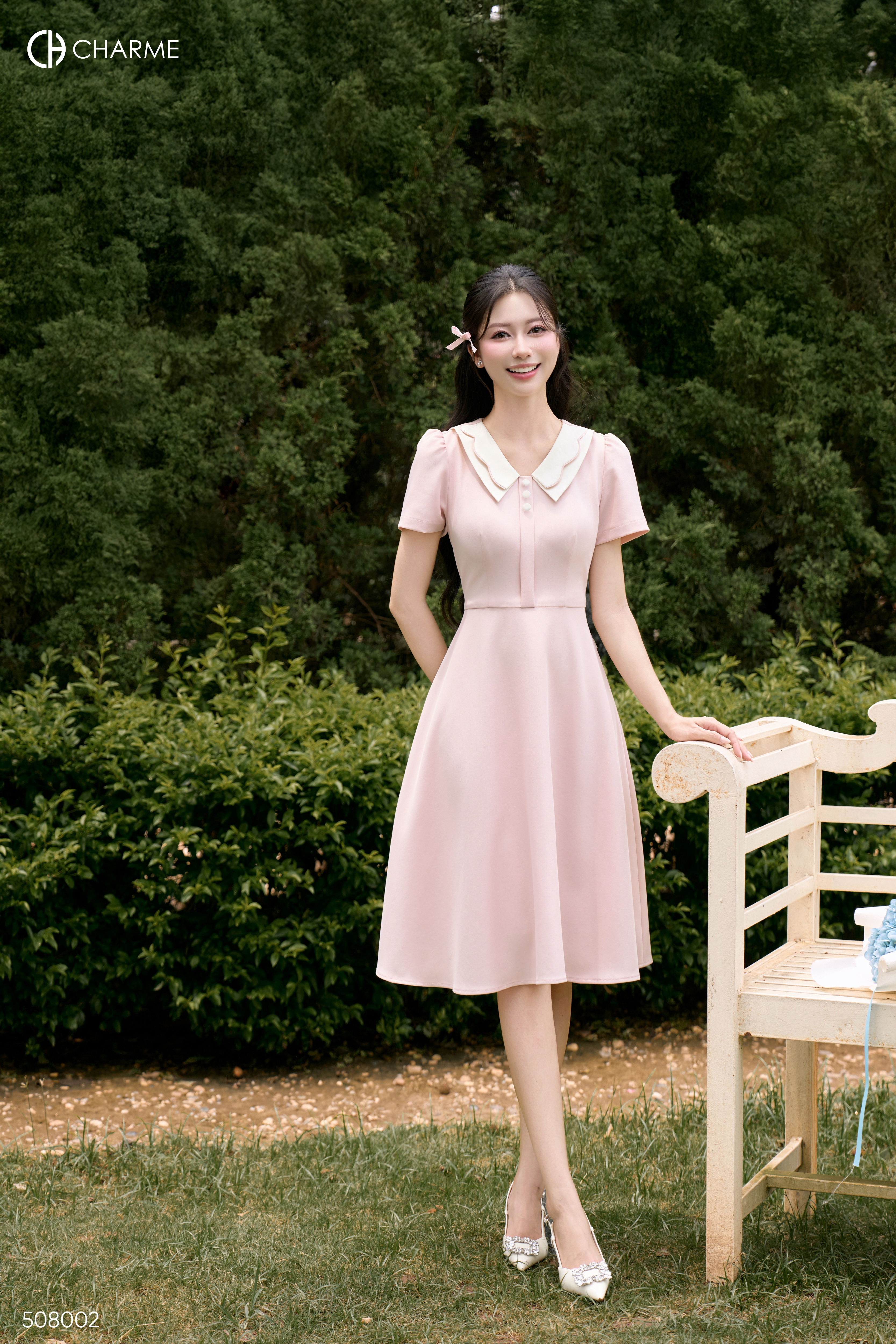 Váy cộc tay cổ 2 lớp viền sóng_thumbnail_4