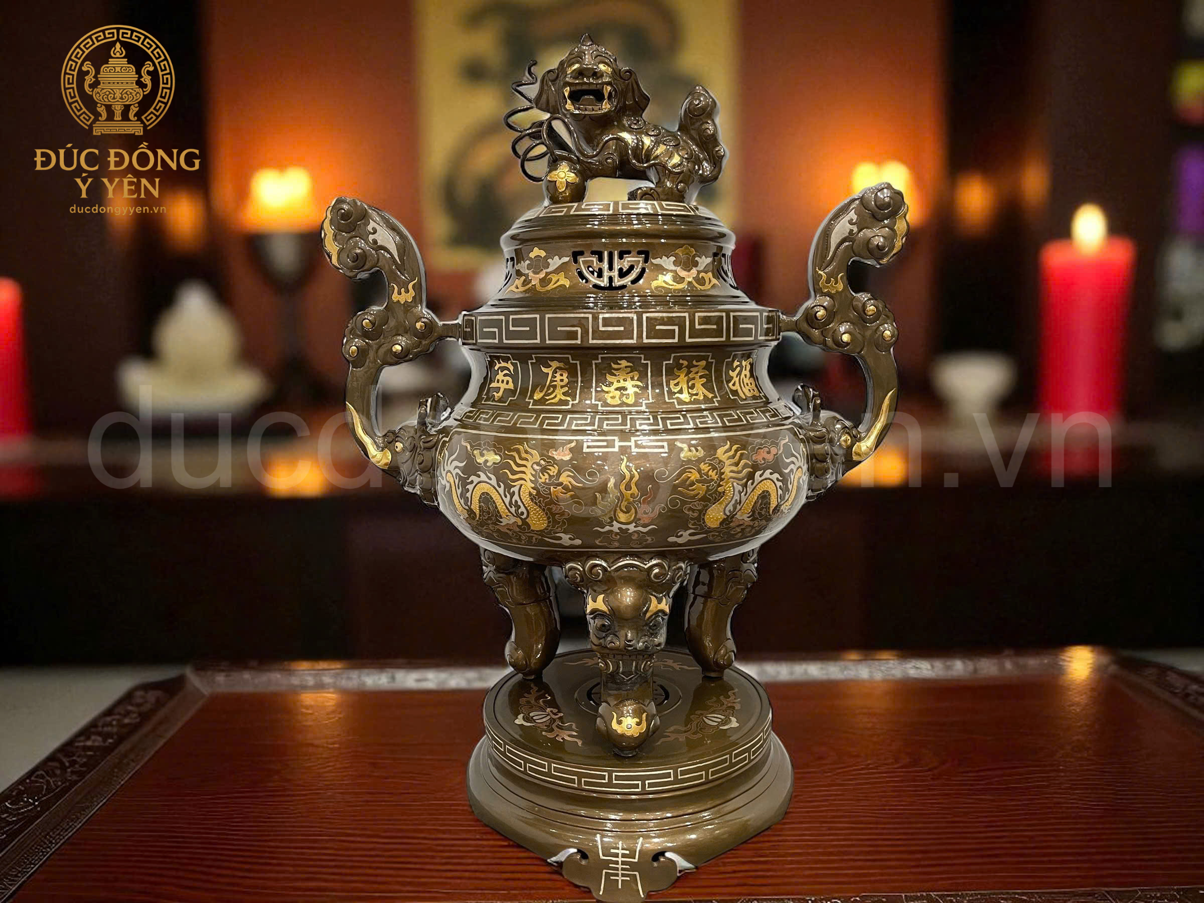 Bộ đỉnh tam sự khảm tam khí cao 60cm dát điểm vàng _thumbnail_2