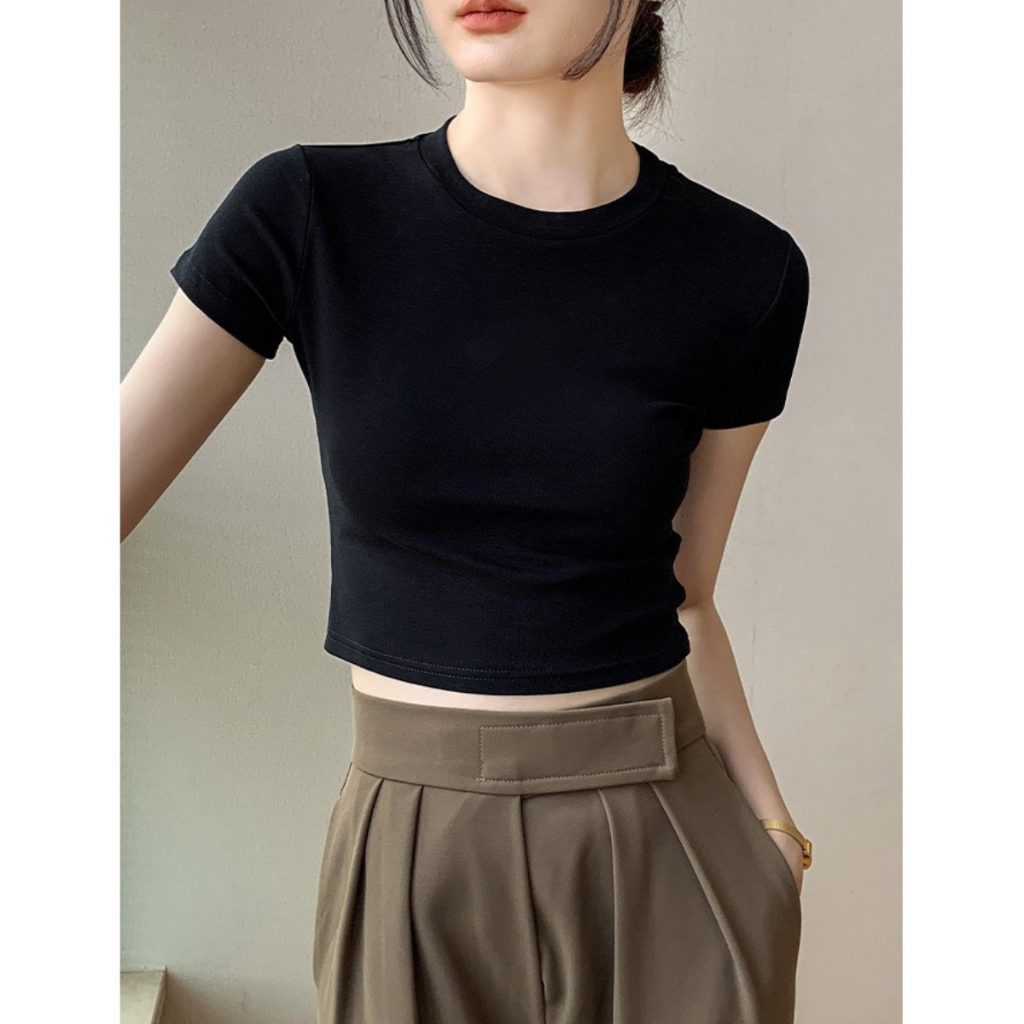 Áo croptop nữ chất liệu thun borip dáng ôm ngắn màu trơn - LOZA PH403307_thumbnail_3