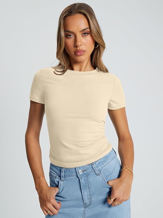Women’s Basic Crop Top – Soft Short Sleeve Tee for Gym or Casual Wear_thumbnail_11