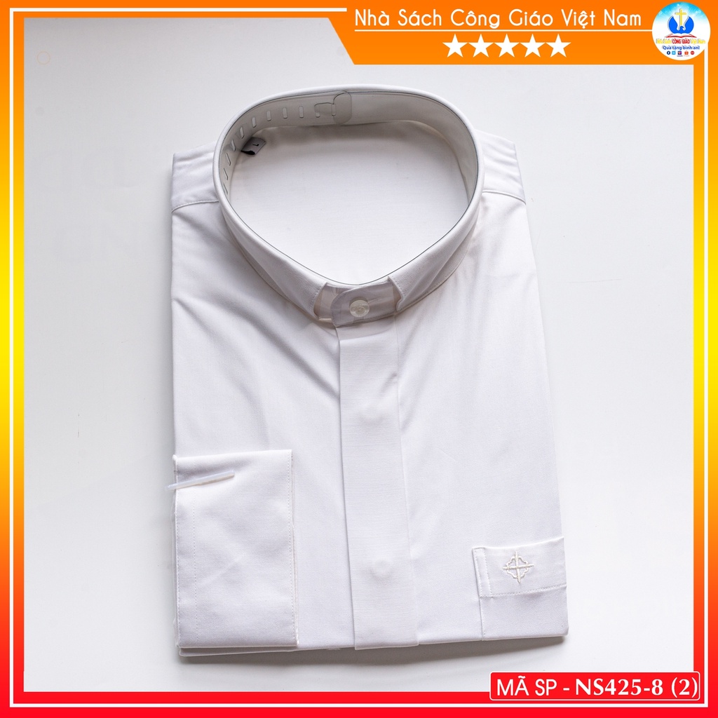 Áo Sơ Mi cổ côn linh mục dài tay NS425-8 Quà tặng  Lễ quan thầy, truyền chức, sinh nhật cha xứ