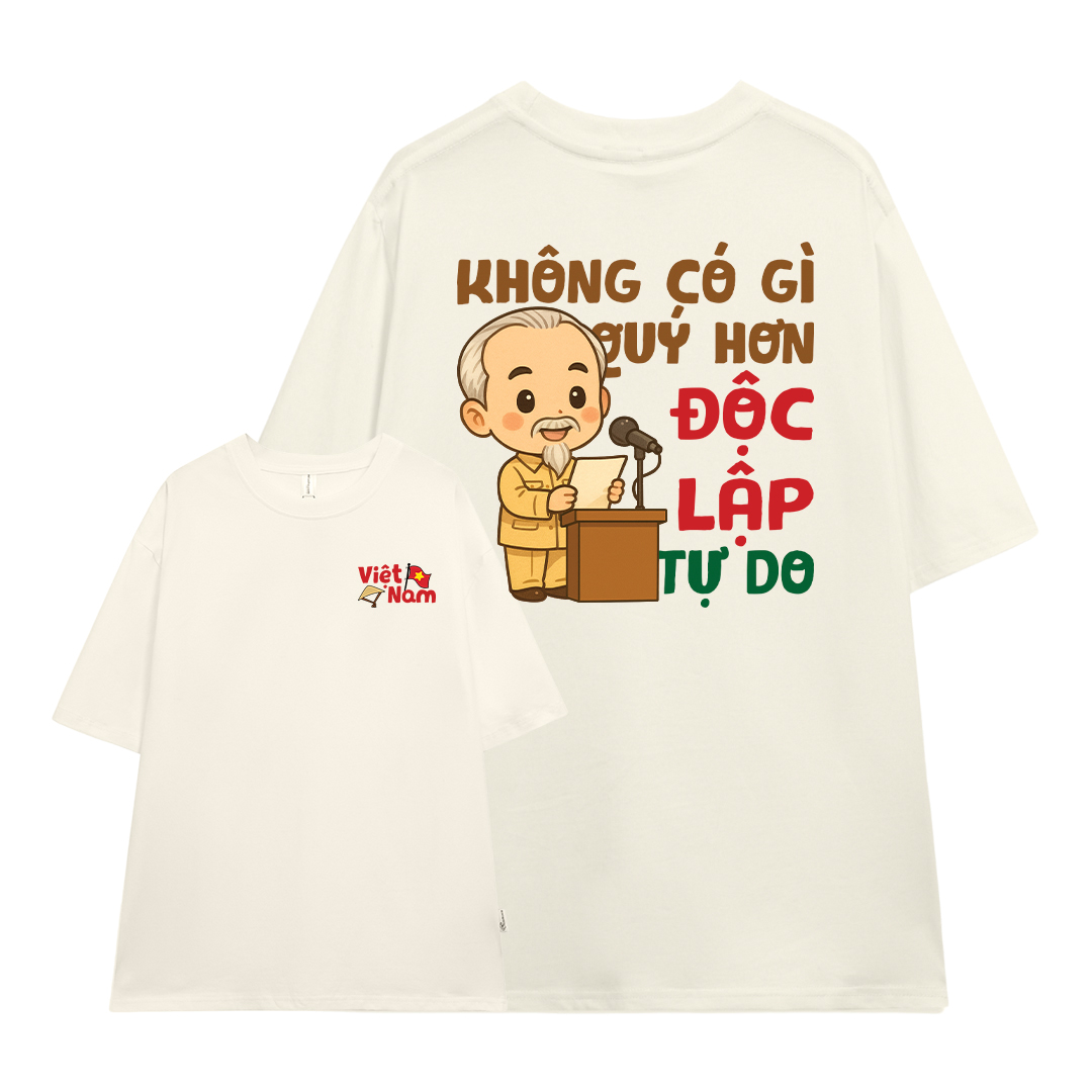 Áo thun Độc Lập Tự Do form rộng ATD2458 Miucho vải cotton thoáng mát cổ tròn in mix_thumbnail_8