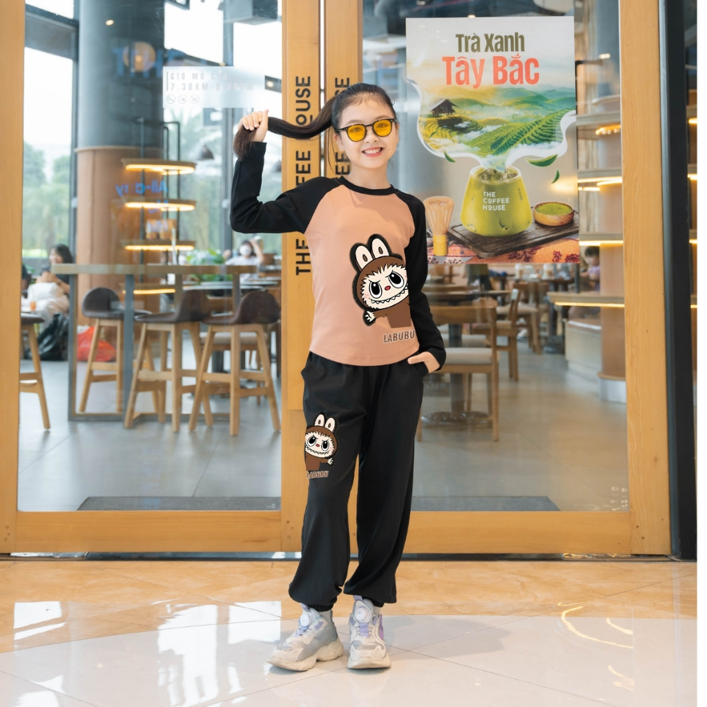 Bộ đồ bé gái Labubu thu đông giữ nhiệt - Bộ quần áo dài tay bé gái cân nặng từ 15-38kg-  Loza Kids BZ129_thumbnail_4
