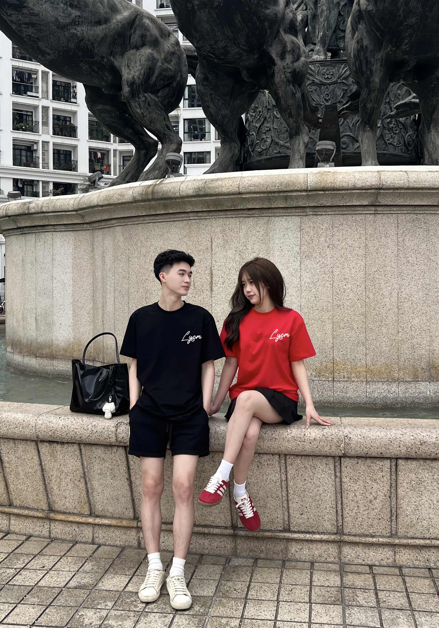 Áo thun cặp nam nữ LOVE YOU form rộng 1973 Miucho cổ tròn vải cotton 4c 220gsm thoáng mát in basic_thumbnail_6