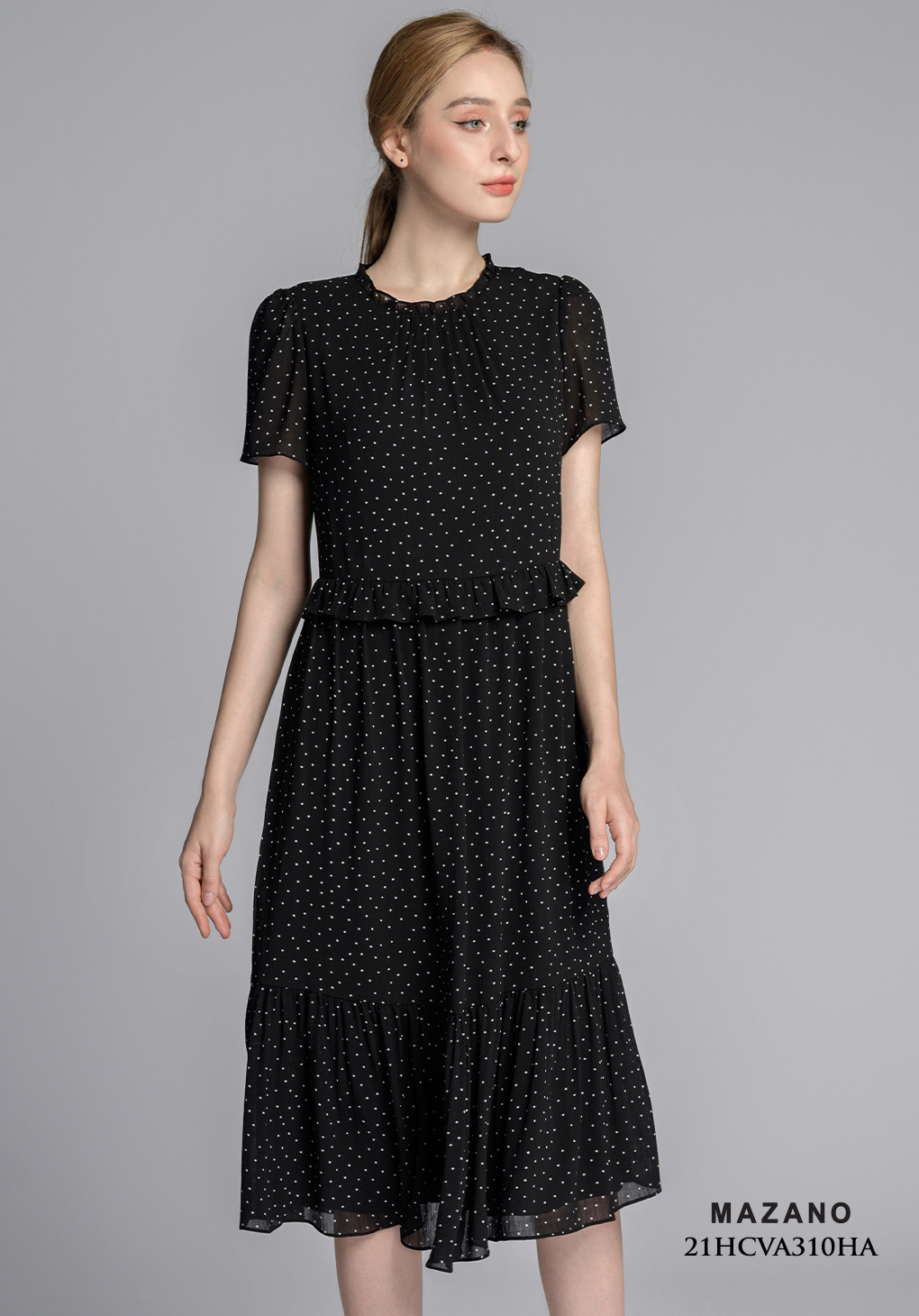 Váy suông đen chấm bi bèo peplum_thumbnail_4
