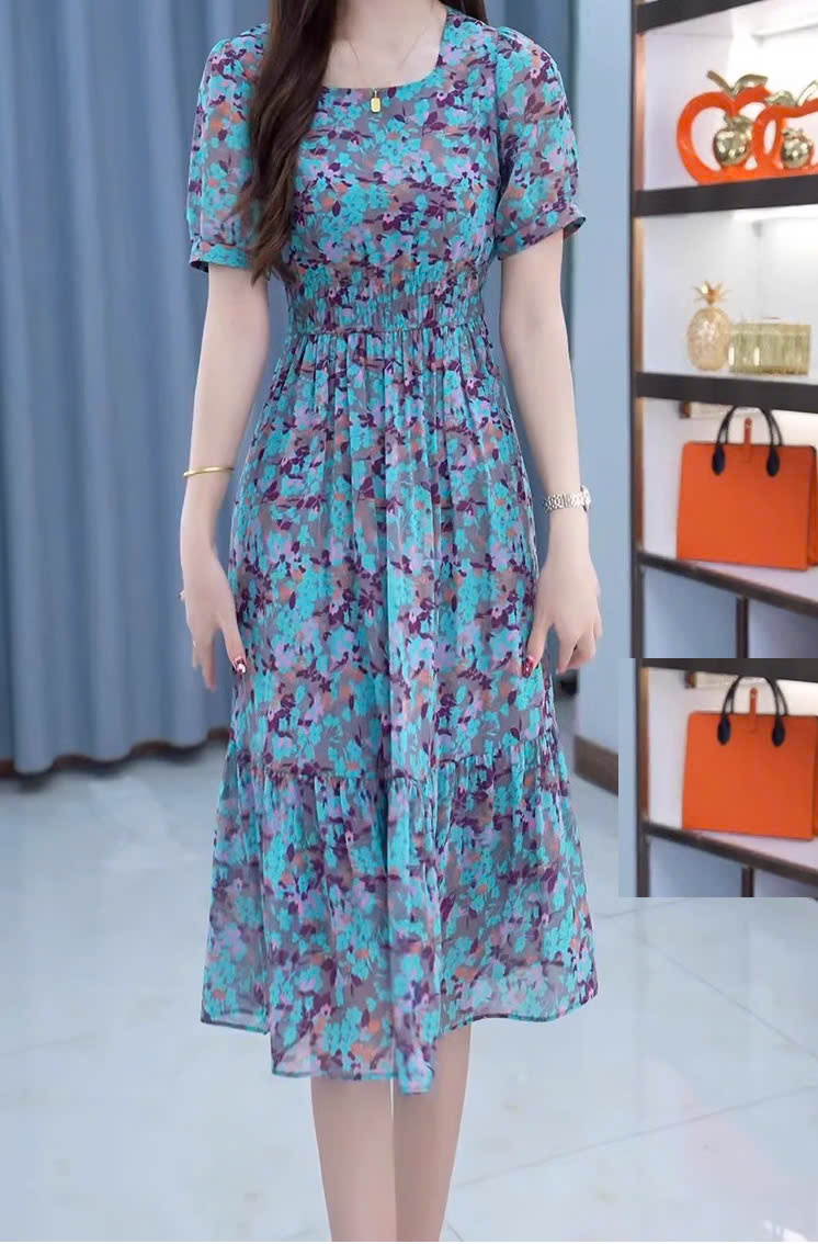 16223-Đầm xoè hoa nhí xanh lam ( lụa mango)_thumbnail_1