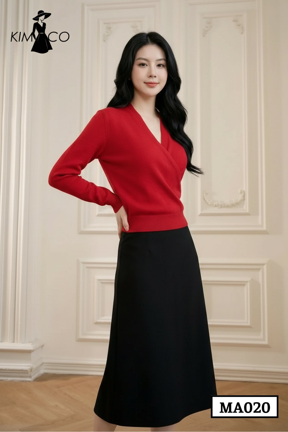 Áo Len Đỏ Cổ Đắp Chéo Thanh Lịch - MA020_thumbnail_2