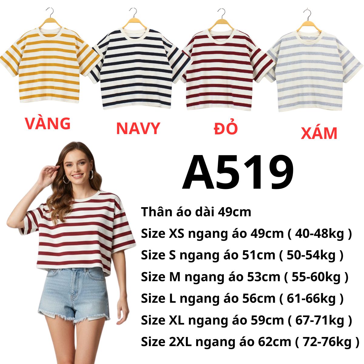 A519 ÁO THUN CROP UNI