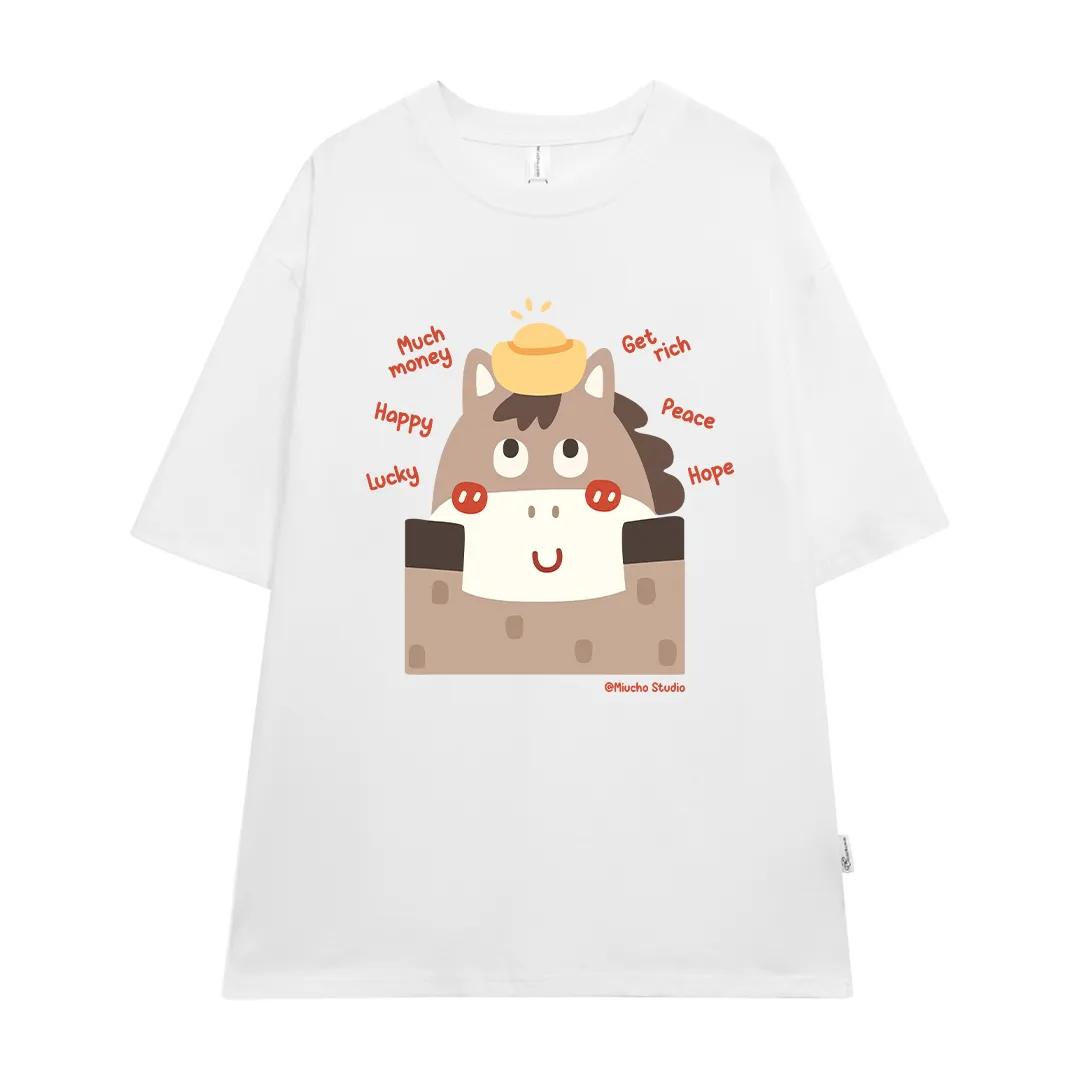 Áo thun form rộng Miucho vải dày dặn thoáng mát tôn dáng chú ngựa ngây ngô in mix 2910_thumbnail_0
