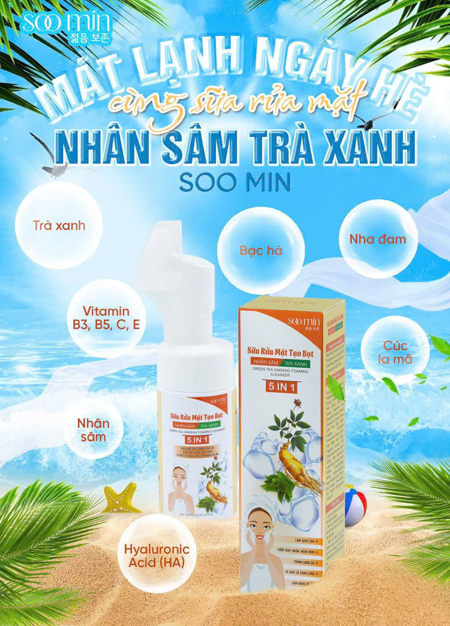 Sữa Rửa Mặt Tạo Bọt Nhân Sâm–Trà Xanh SooMin – Giải Pháp Làm Sạch, Kiểm Soát Nhờn Cho Da Việt_thumbnail_4
