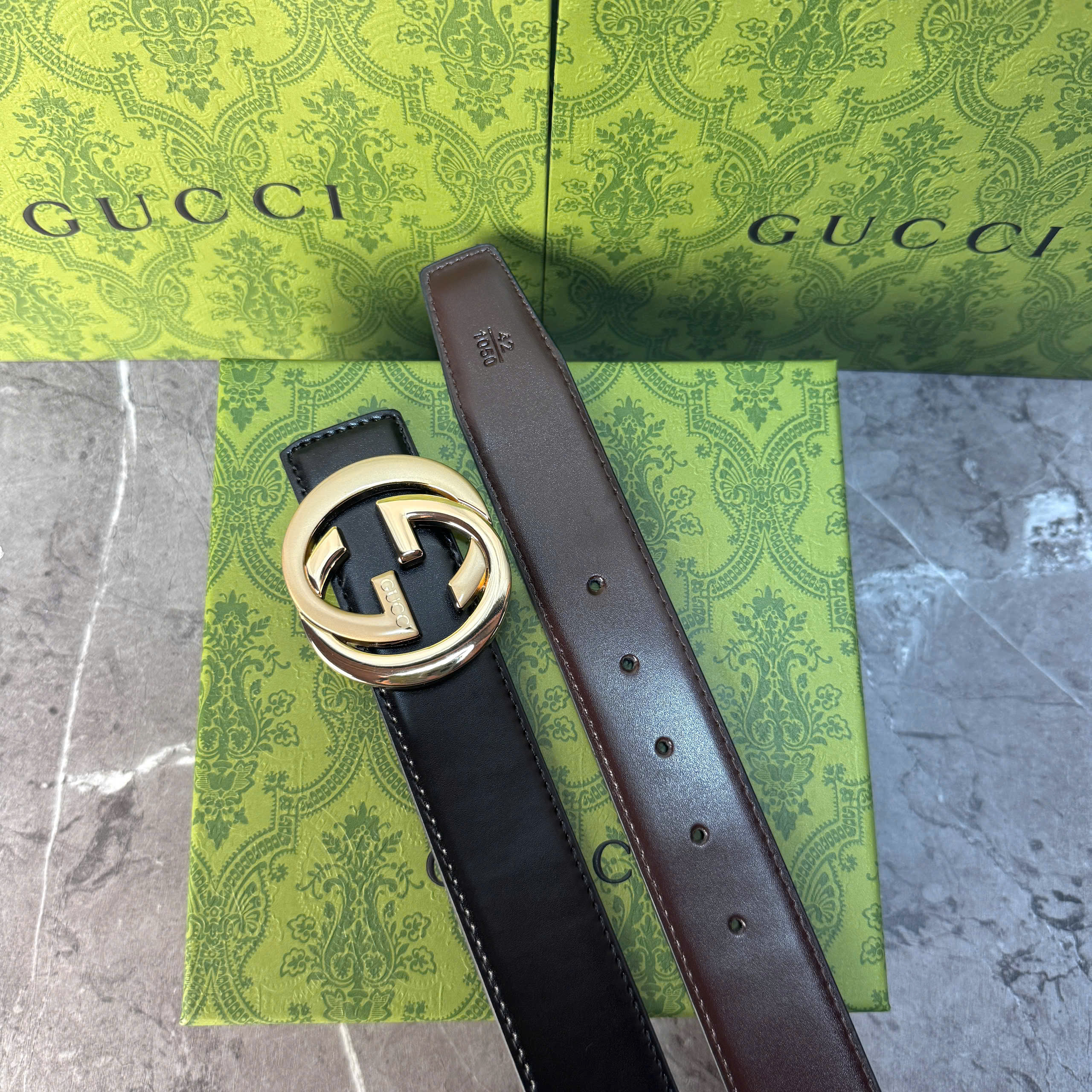 Thắt lưng Gucci da trơn mặt GG đồng cao cấp _thumbnail_3