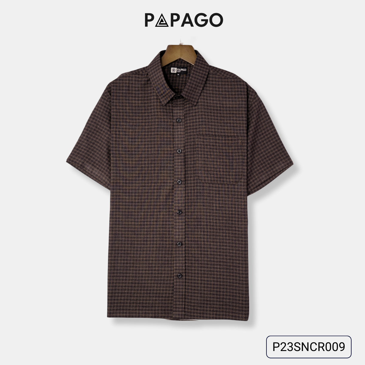Áo sơ mi nam trung niên PAPAGO tay ngắn lai ngang - P23SNCR009
