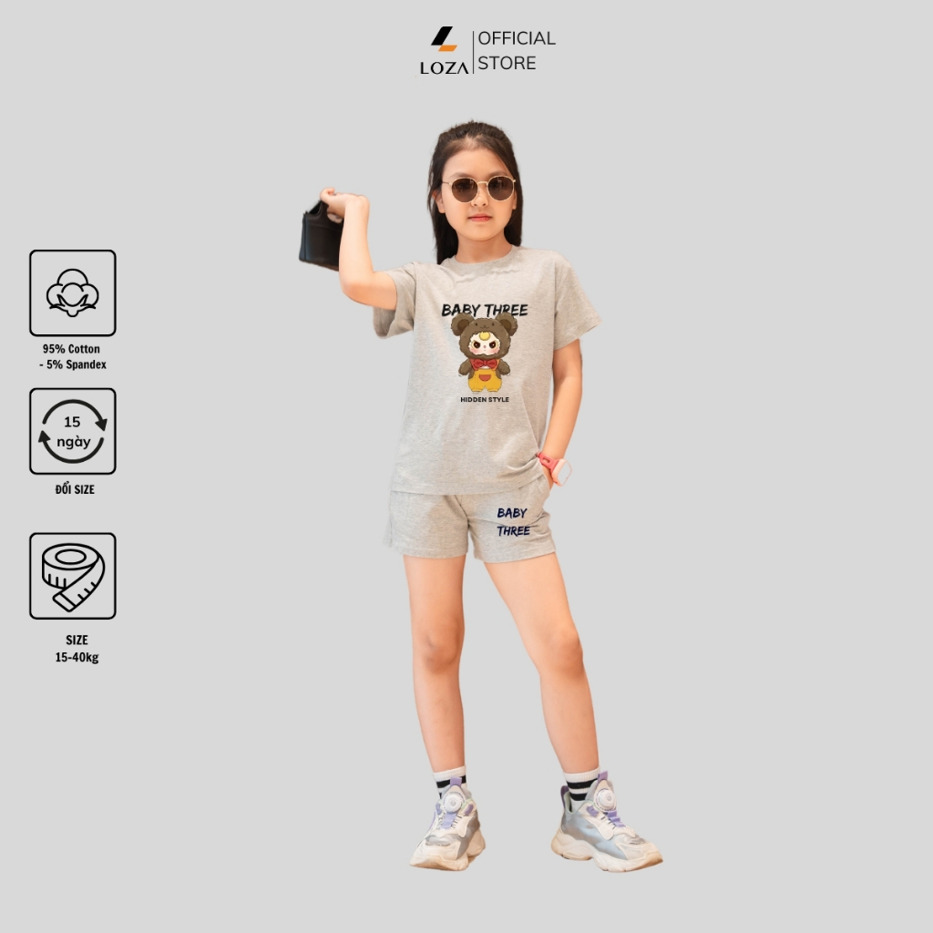 Bộ đồ bé gái in hình 'Baby three V3' - Loza Kids BD010_thumbnail_3