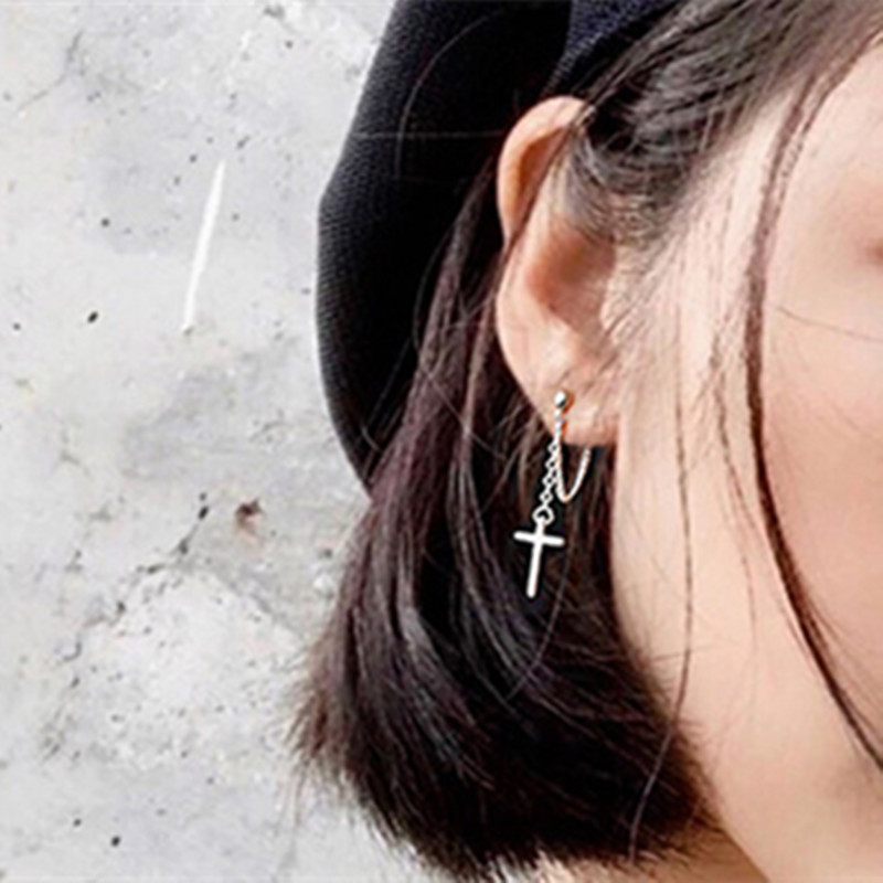 Khuyên tai Thánh Giá bạc Ý S925 dáng dài phong cách thời trang cá tính/ trang sức Công Giáo KB05_thumbnail_3