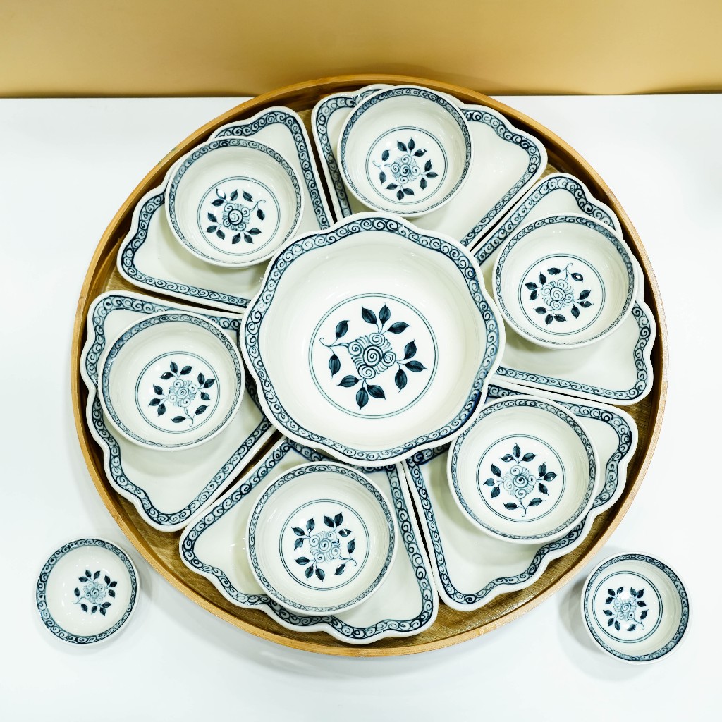 Bộ Bát Đĩa Hoa Mặt Trời - Đồ Thờ Cúng Men Rạn Đắp Nổi Bát Tràng Cao Cấp Nhiều Mẫu 45cm. 55cm_thumbnail_7