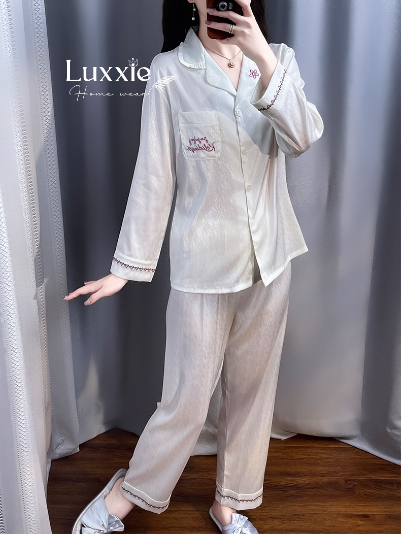 LEDAI17 Pijama lụa xước trắng cổ thêu bông hoa_thumbnail_4