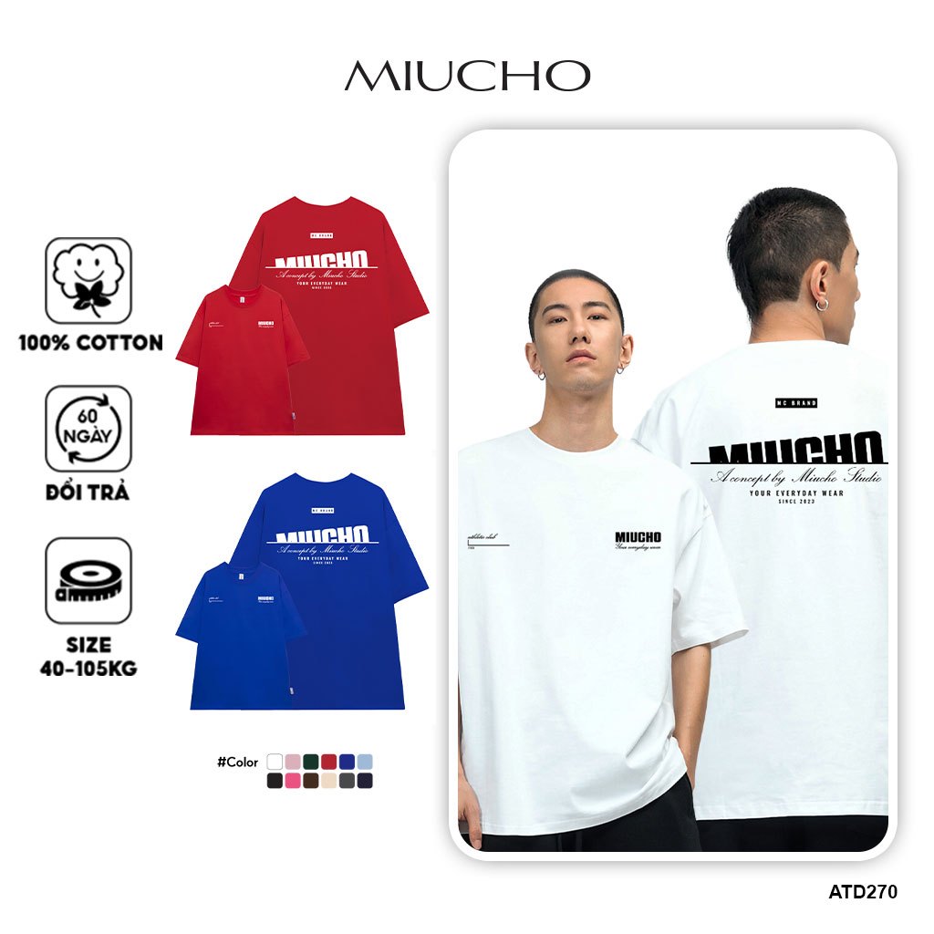 Áo thun nam form rộng ATD270 Miucho Man cotton cổ tròn in typography_thumbnail_1