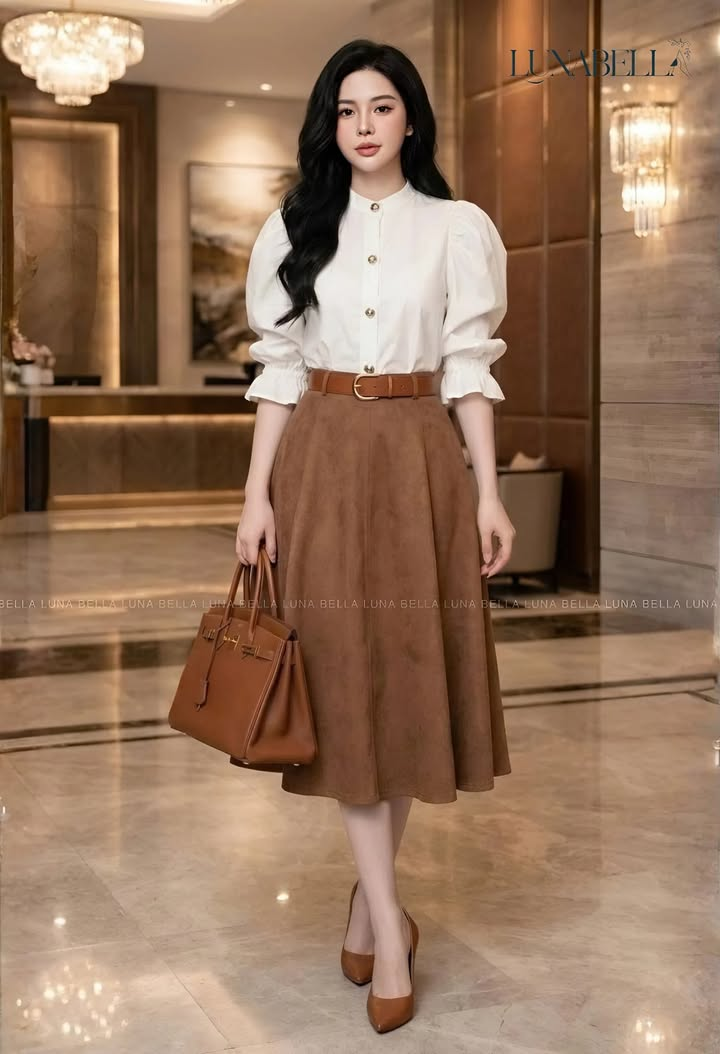 Áo sơ mi tay bồng SYLVERA màu TRẮNG