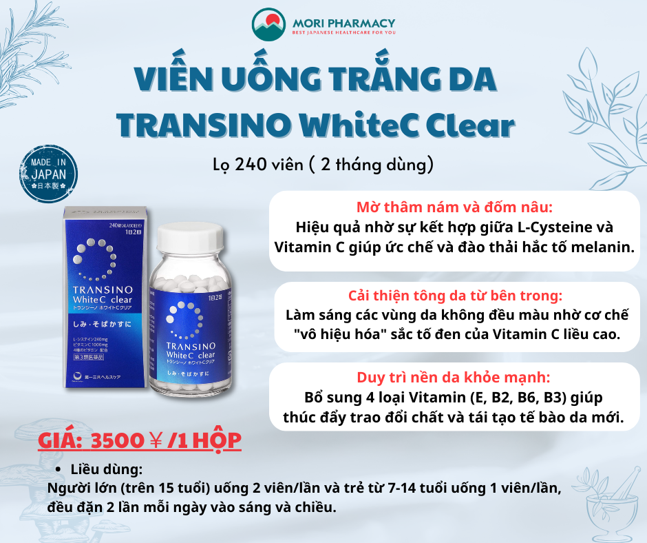 Viên uống trắng da Transino WhiteC Clear