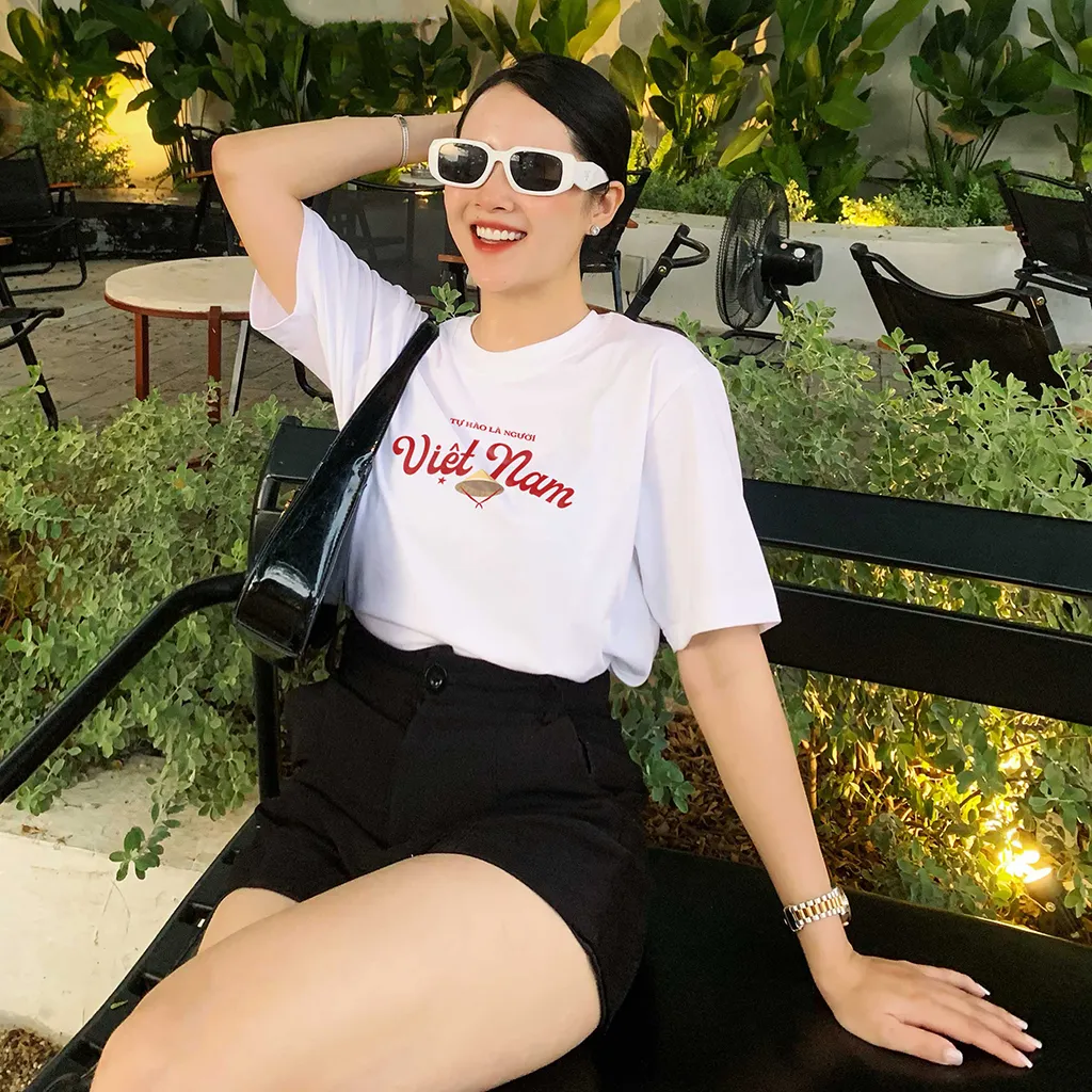 Áo thun Việt Nam form vừa 2522 Miucho Chic vải cotton cao cấp phong cách cổ điển in chữ_thumbnail_2