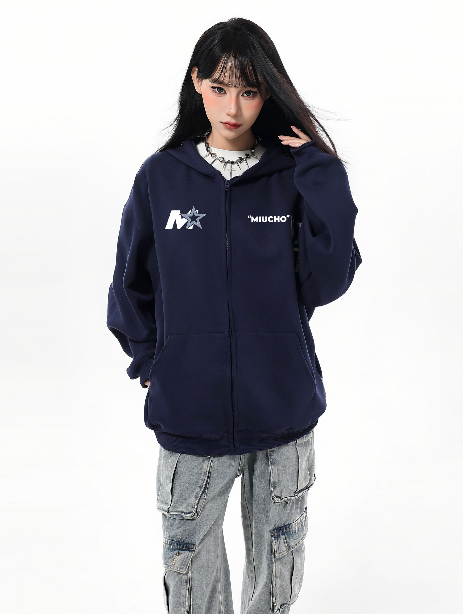 Áo hoodie zip local brand HZD1588 Miucho vải nỉ chân cua dày dặn mủ rộng in typography_thumbnail_2