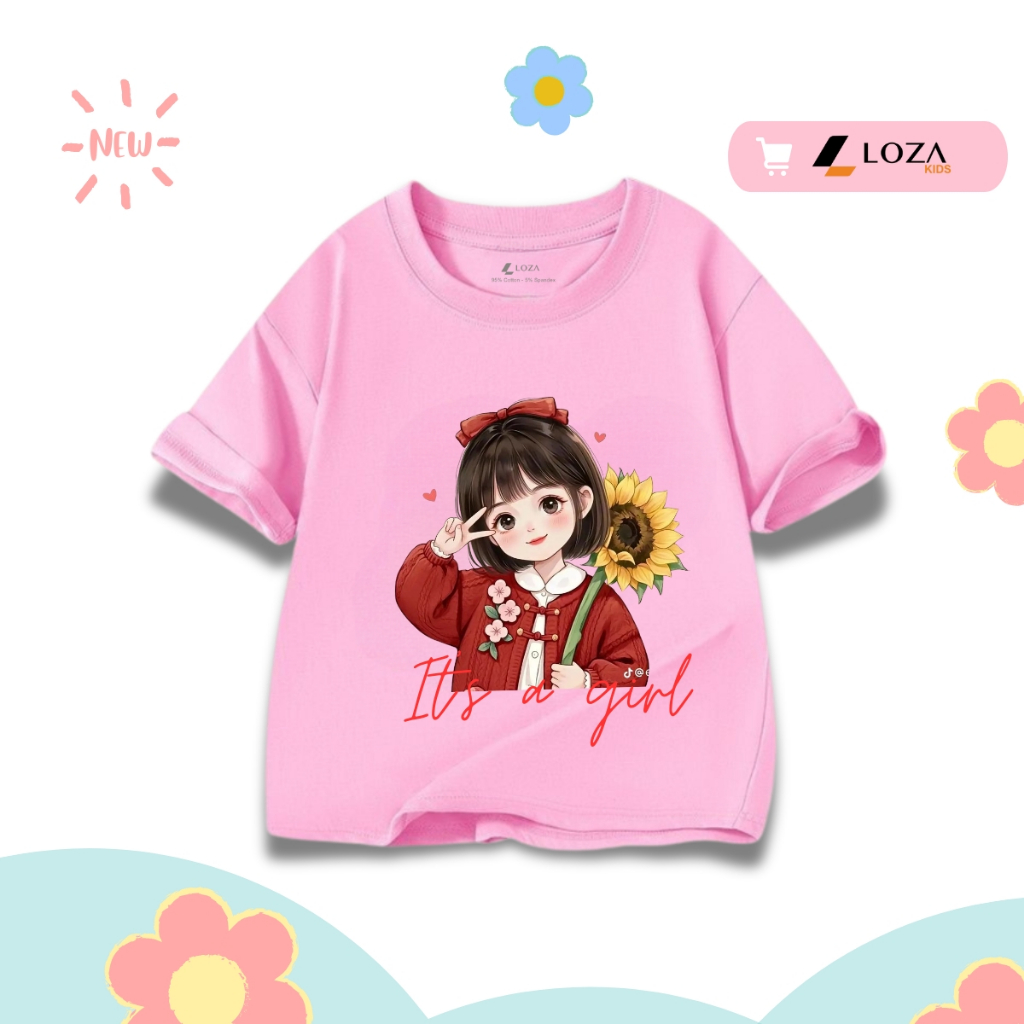 Áo thun bé gái in hình 'Cô gái ôm hoa' nhiều mẫu - Loza Kids AT063_thumbnail_12