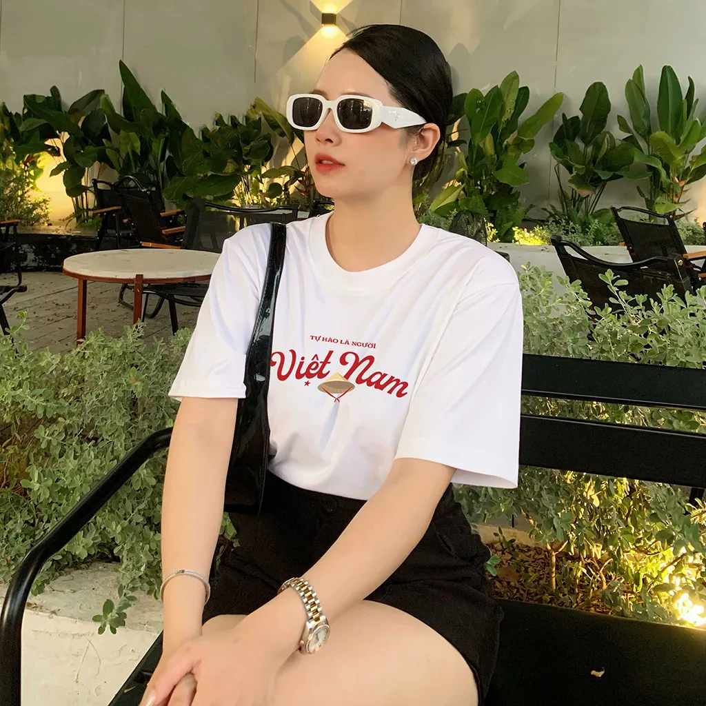 Áo thun Việt Nam form vừa 2522 Miucho Chic vải cotton cao cấp phong cách cổ điển in chữ_thumbnail_4