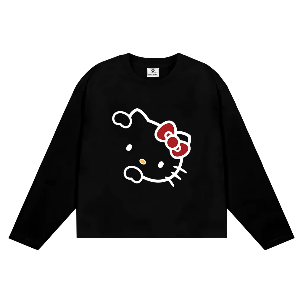 Áo thun boxy local brand Miucho cotton dày dặn thoáng mát tay dài cổ tròn Kitty in mix 2688_thumbnail_13