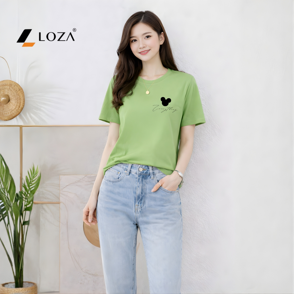 [Form rộng] Áo phông nữ dáng rộng hình Mickey trên ngực - Loza RT8454_thumbnail_6