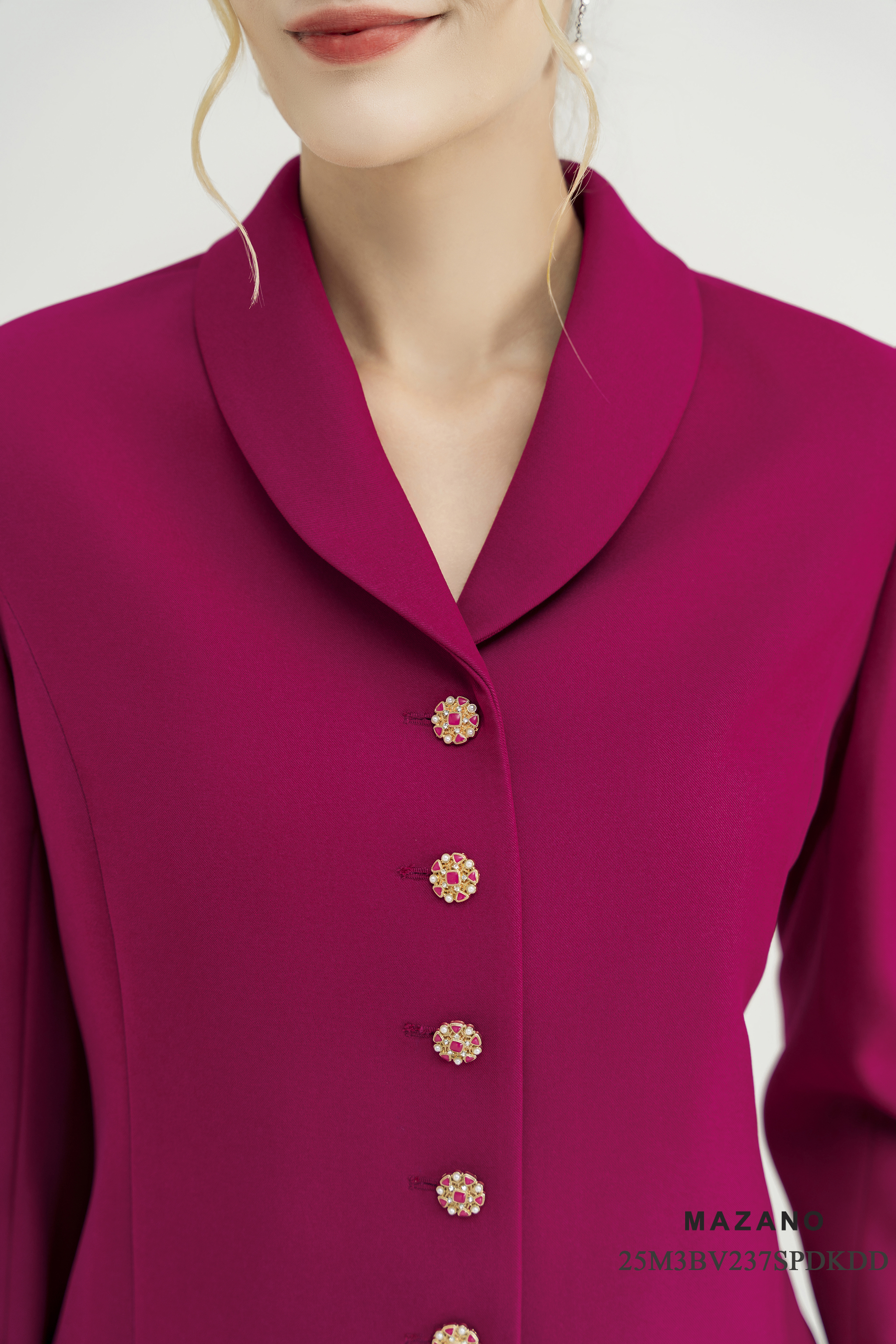 Bộ vest Áo và chân váy Vải tuytsi Cổ sam Tay dài Dài áo qua eo, Chân váy A nhẹ Dài ngang bắp chân_thumbnail_3