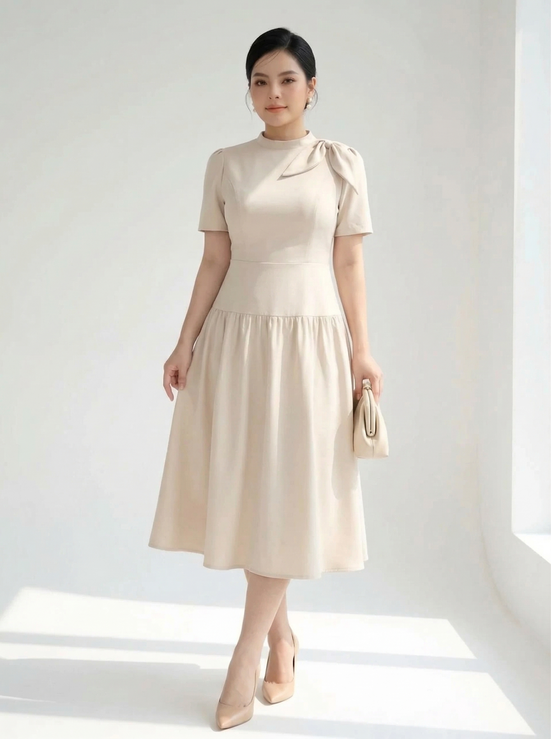 Đầm dáng dài phối là kiểu bigsize DA181