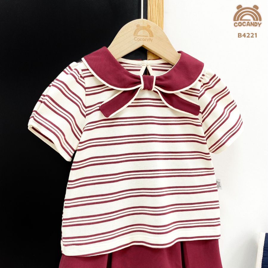 Bộ cộc kẻ ĐỎ cổ nơ + chân váy chữ A_thumbnail_2