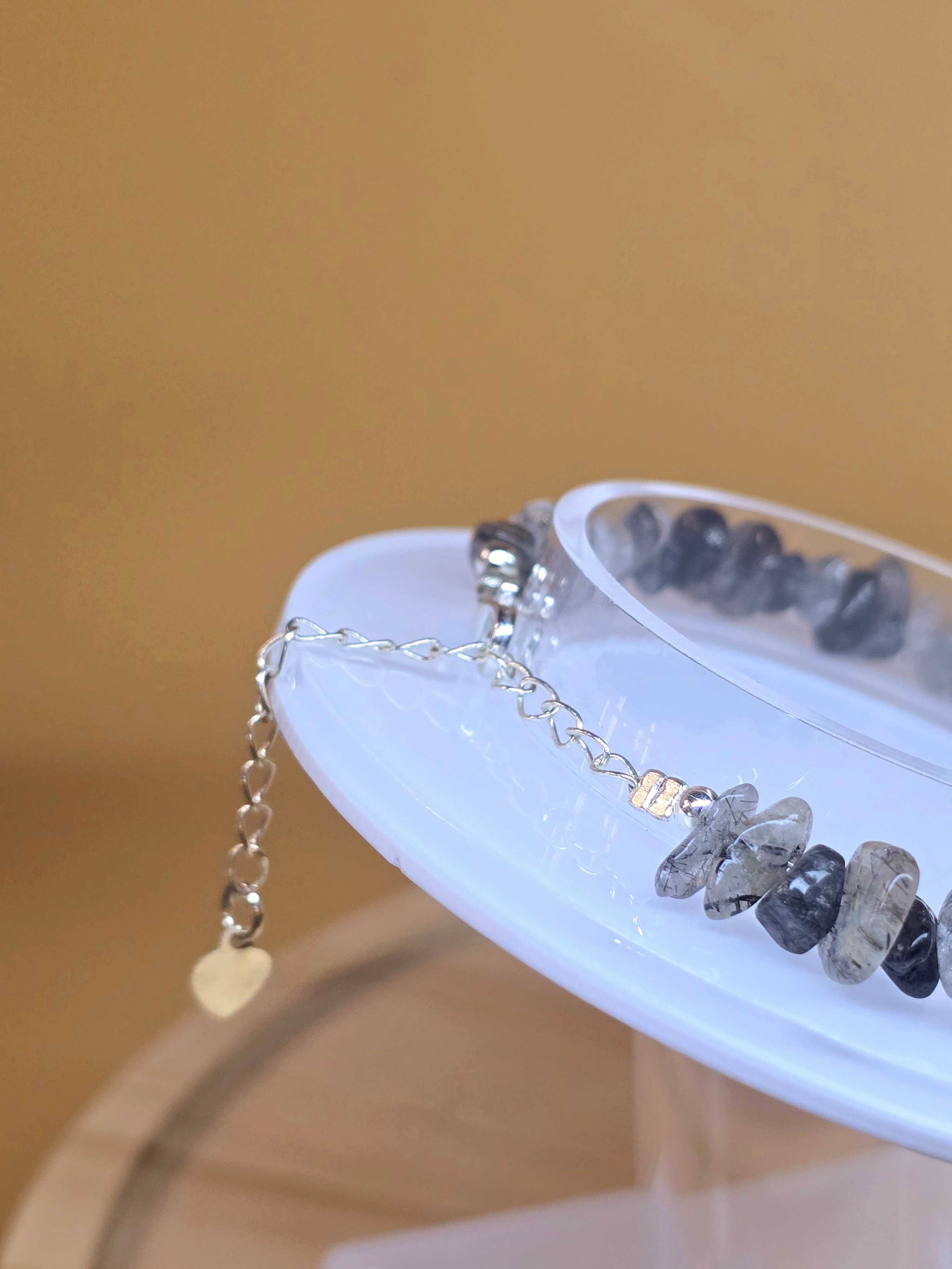 Vòng Hạt Chips Thạch Anh Tóc Đen Với Móc Khóa Hợp Kim Không Rỉ_thumbnail_2