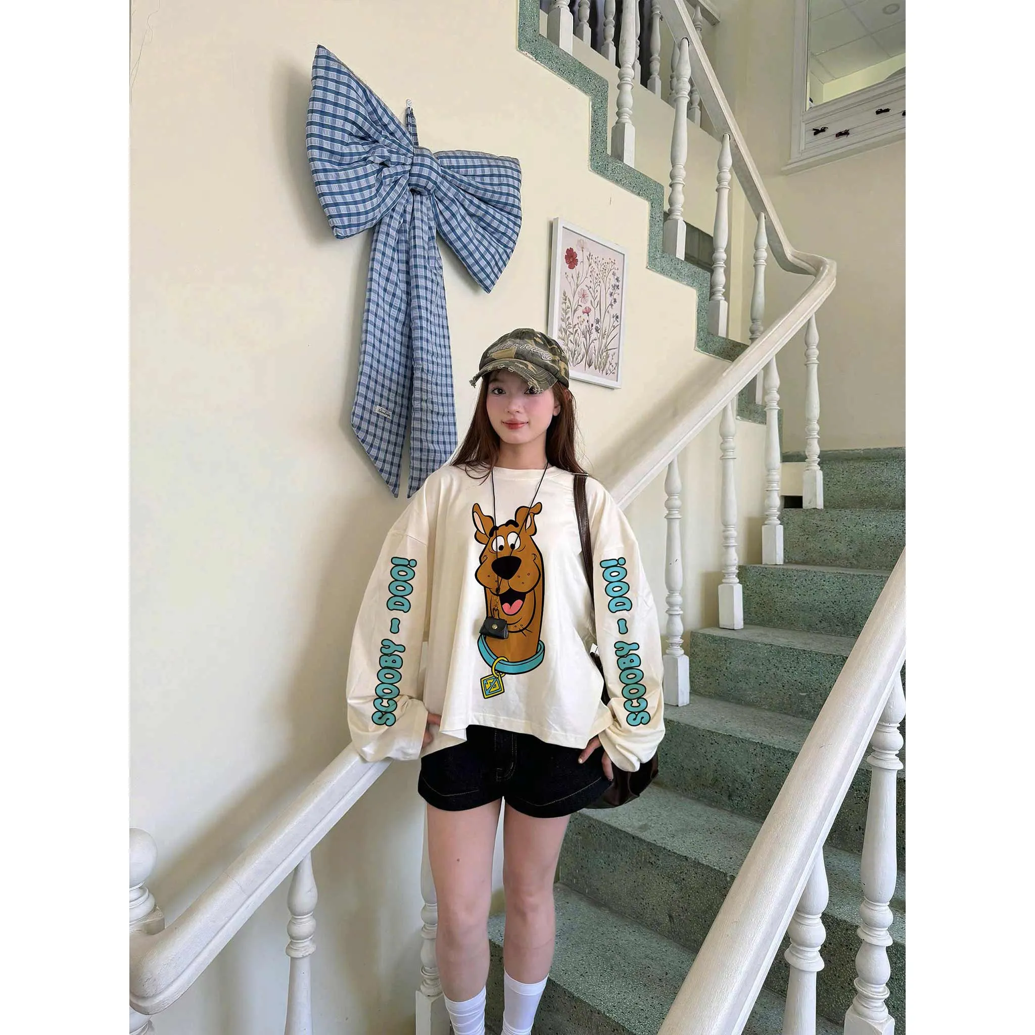 Áo thun boxy nam nữ tay dài Miucho cotton thoáng mát dày dặn SCOOBY DOO in mix 2664_thumbnail_5