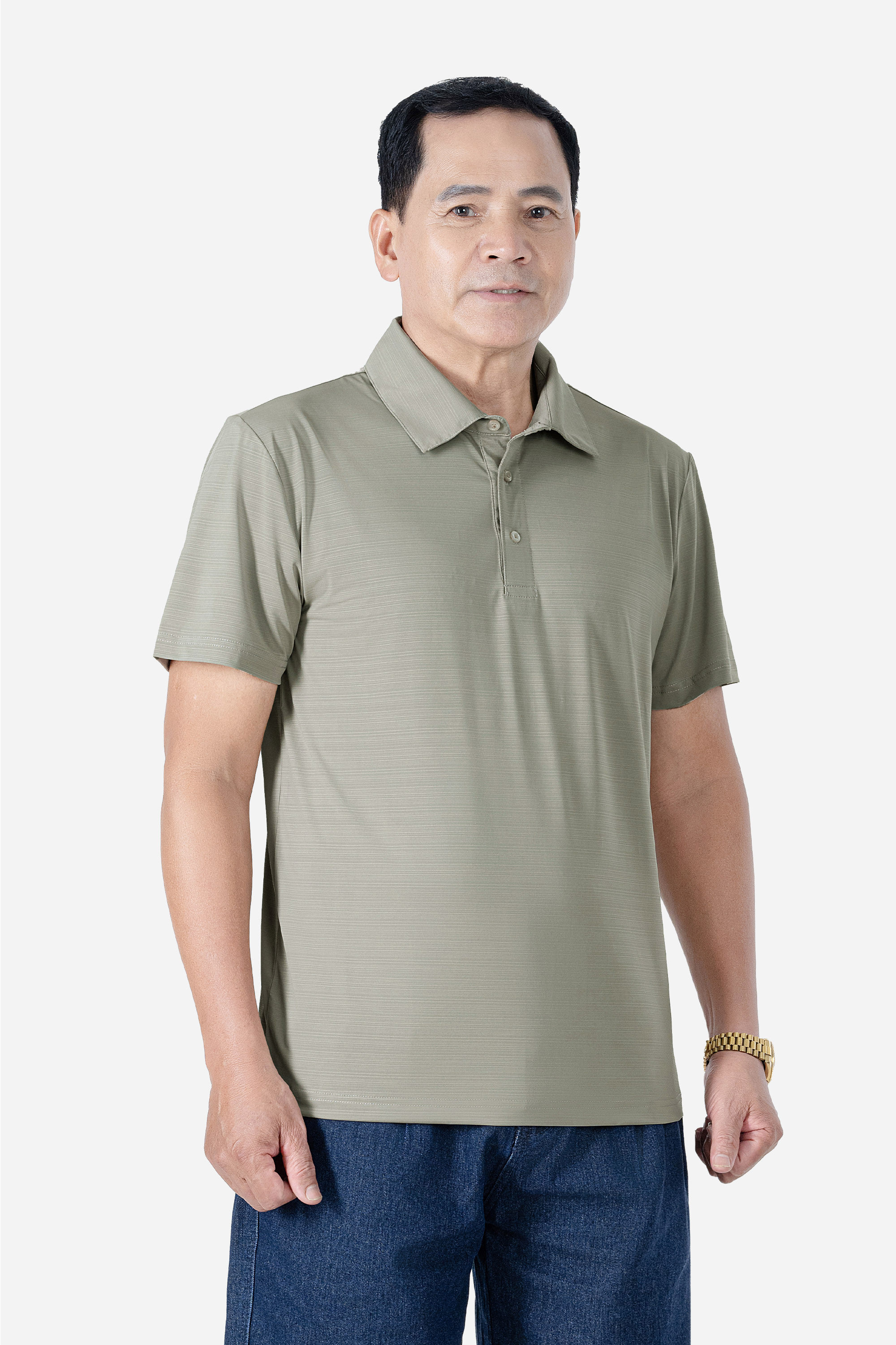 Áo Polo Melange Thể Thao Nam Trung Niên ANCHI Chất Liệu Cotton Phom Suông Vạt Ngang_thumbnail_42