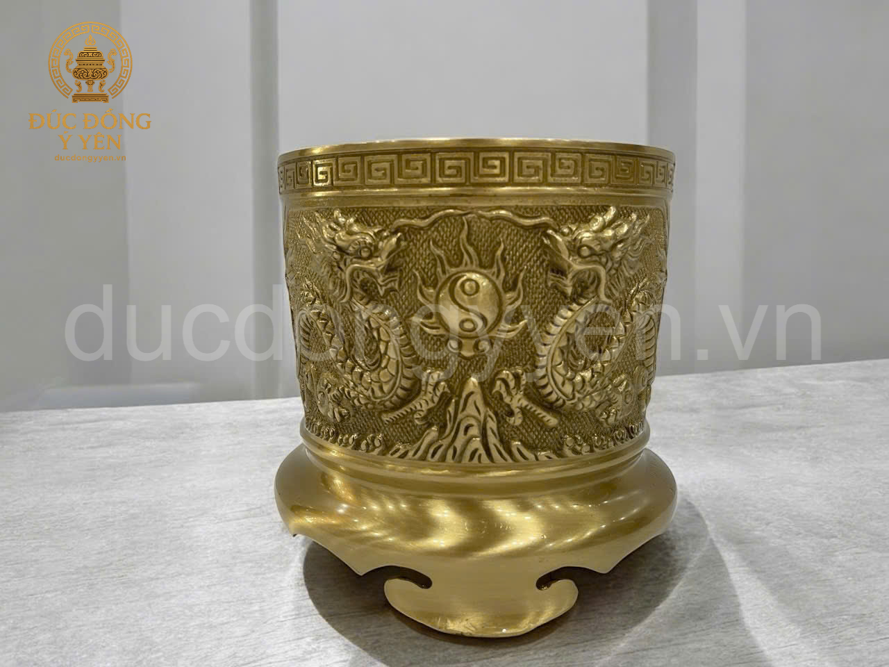 Bát hương đúc đồng vàng thau màu mộc _thumbnail_2