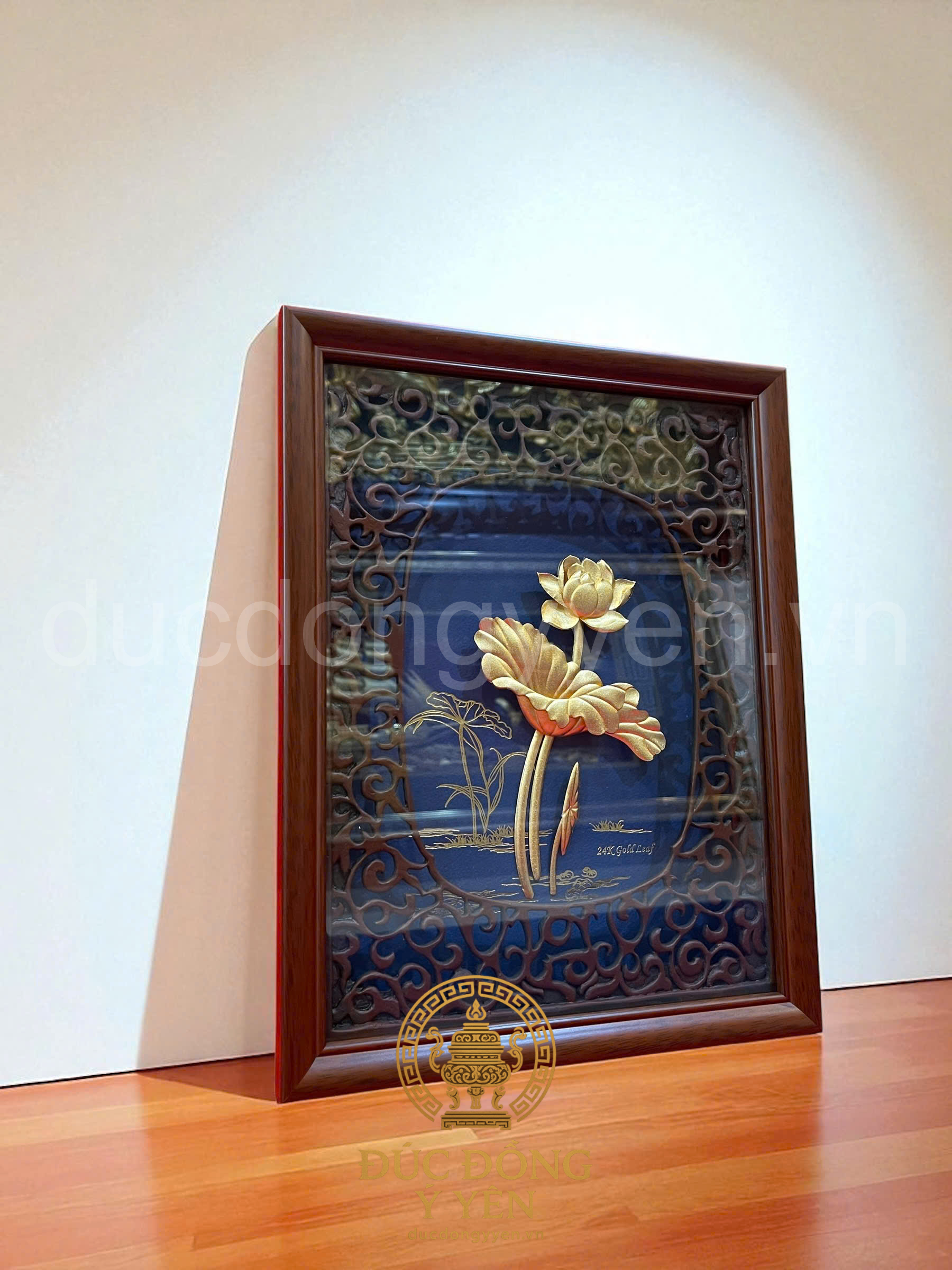 Tranh hoa sen mạ vàng 24k KT 32X 25 CM_thumbnail_2