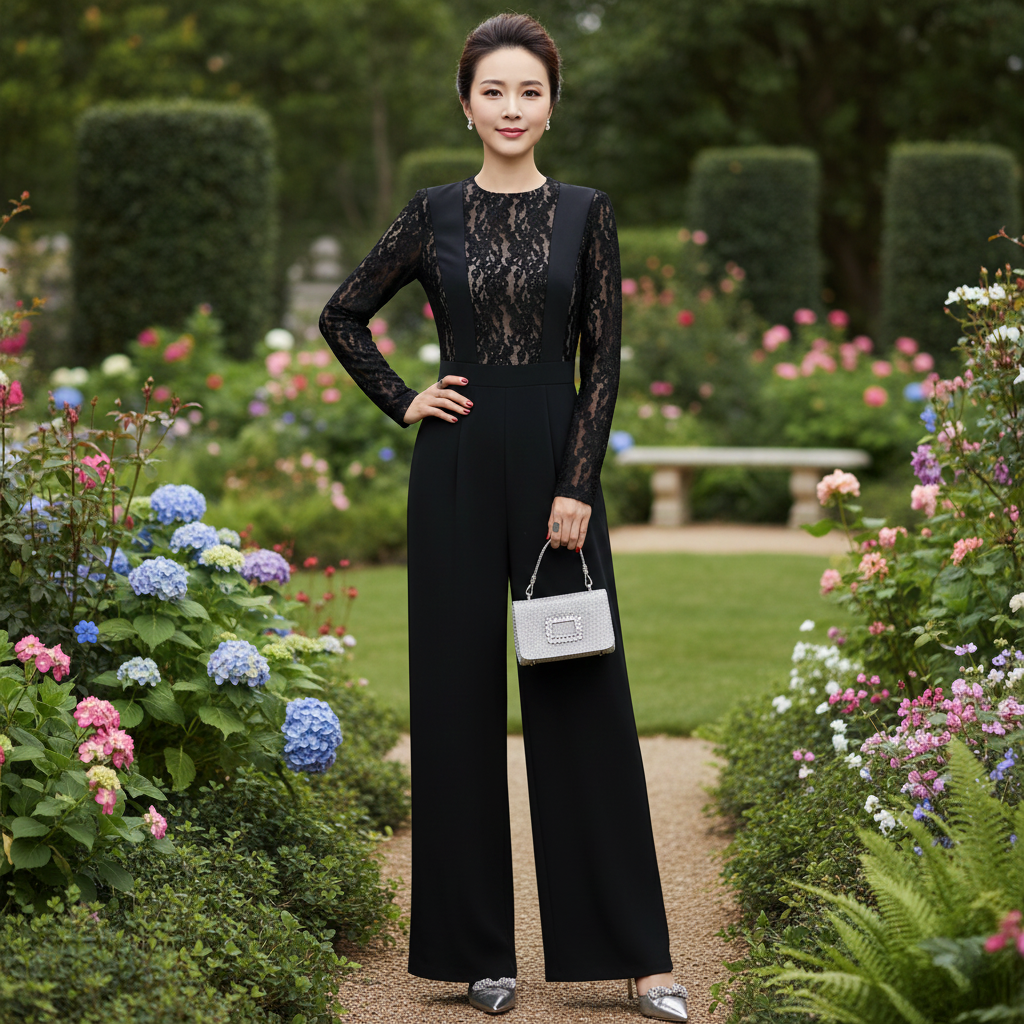 Jumpsuit thiết kế phối ren tay dài phong cách_thumbnail_4