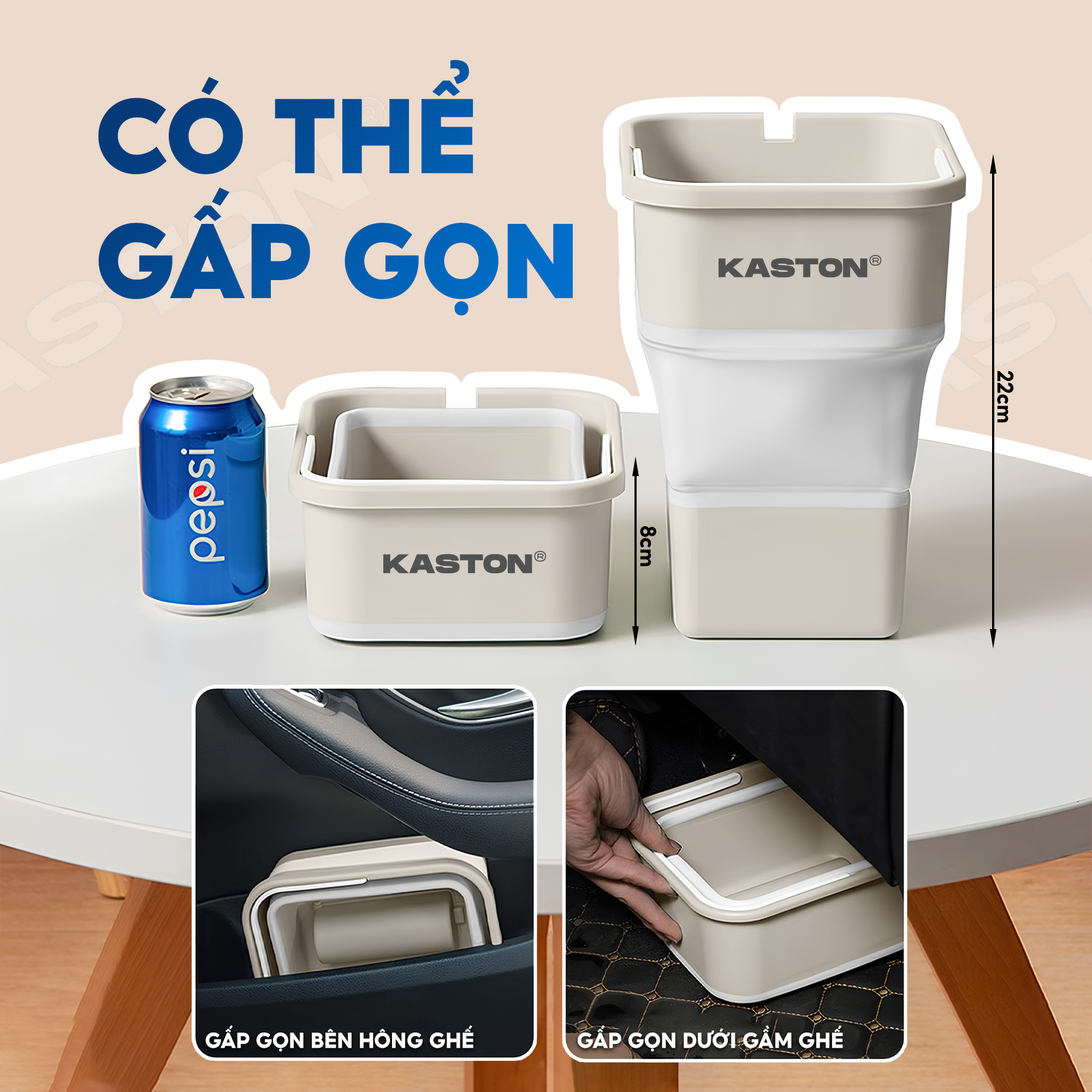 Thùng đựng rác gấp gọn Kaston - Có nắp đậy tiện lợi, chống thấm nước_thumbnail_2