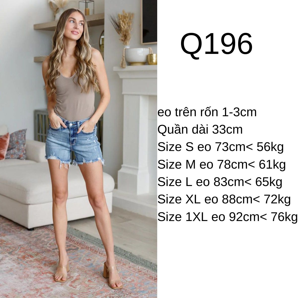 Q196 - Short jean 2 nút JB