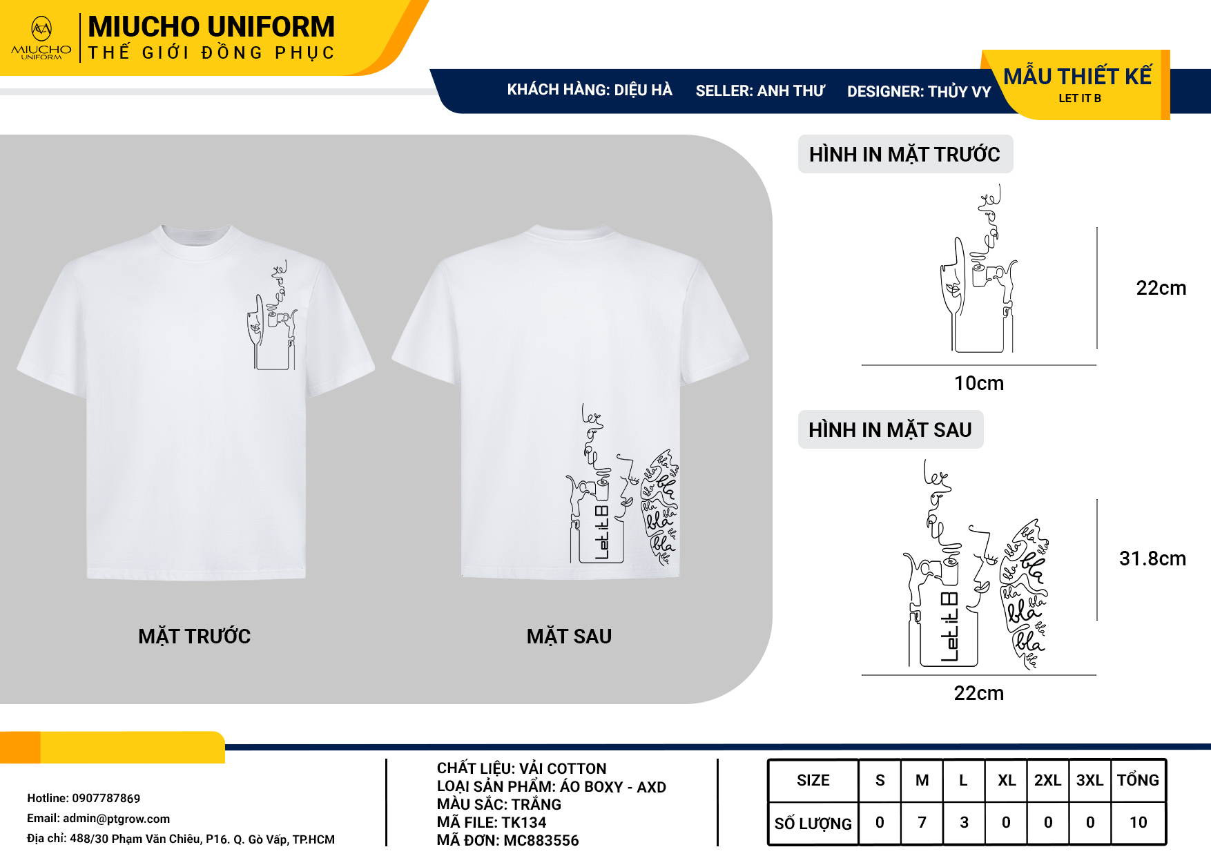 Áo thun thiết kế như yêu cầu TK134