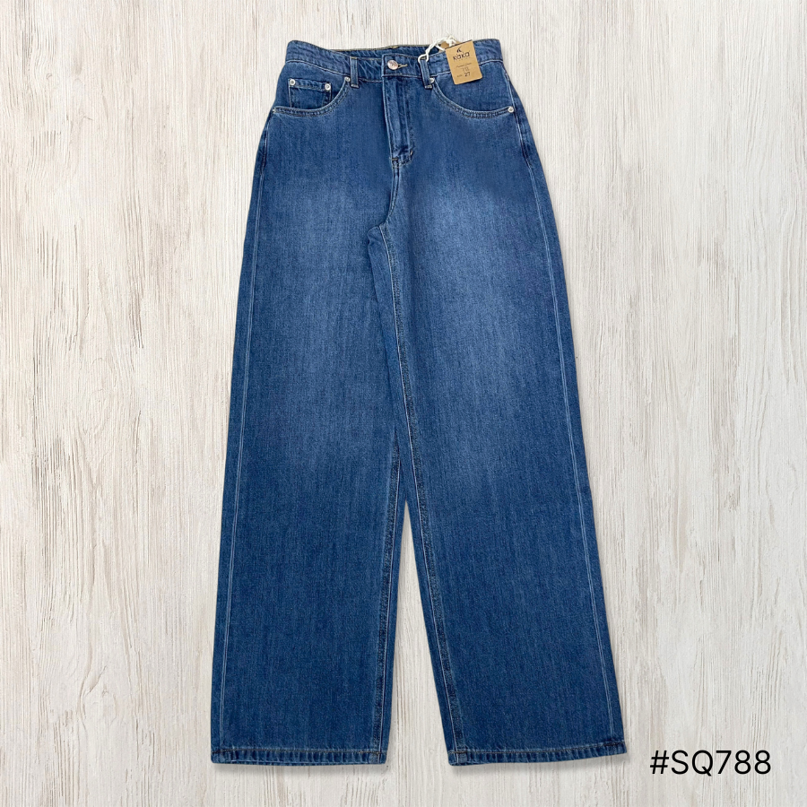 Quần Jean ống rộng Basic Túi thiêu 2s