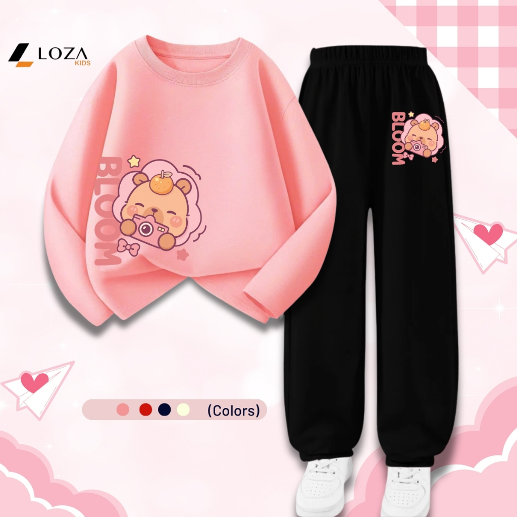 Bộ Thu - Đông bé gái in hình Capybara đáng yêu - Loza Kids BW001