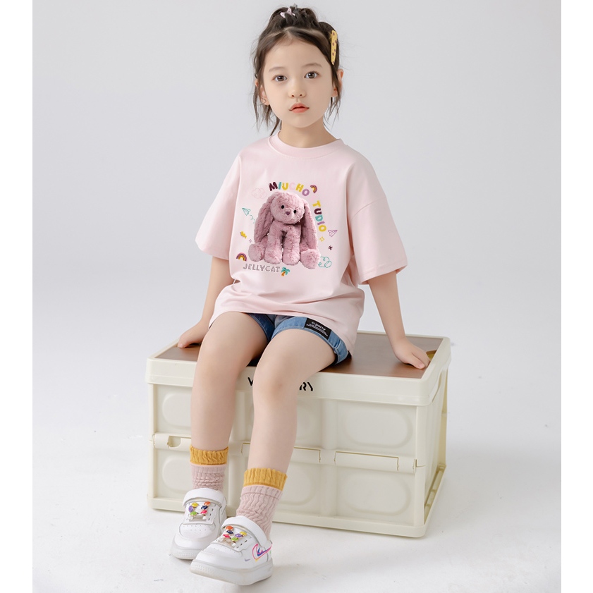 Áo thun cho bé gái style hàn quốc form rông AED1174 Miucho Kid tay ngắn cổ tròn in graphic_thumbnail_5