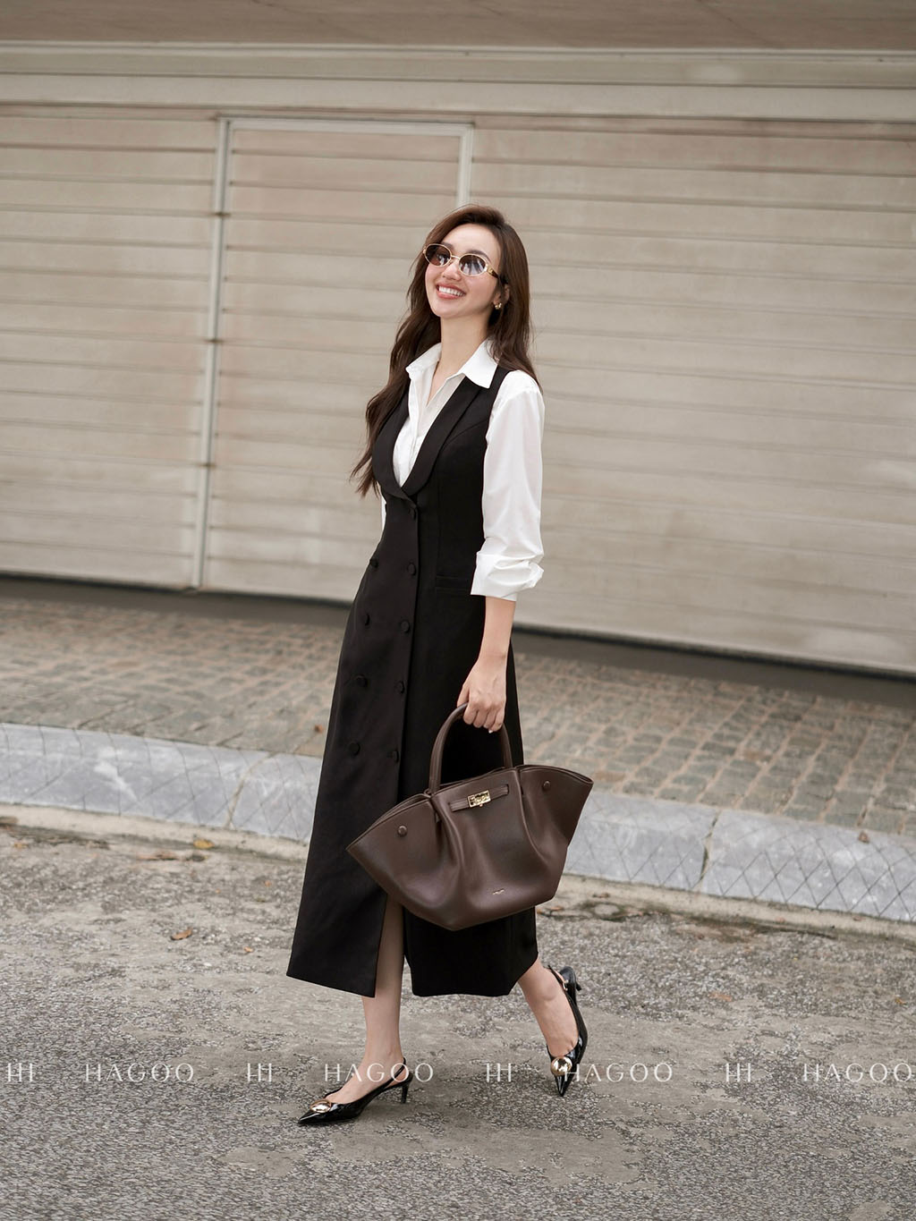 Váy Gile đính nẹp hai hàng khuy HAGOO_thumbnail_4